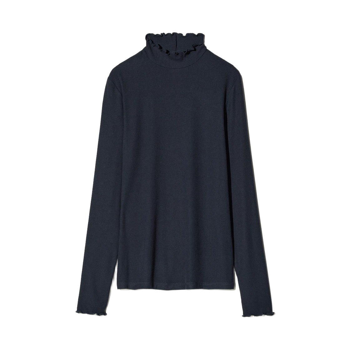 480581-69 (W) Uniqlo x Princess Tam Tam Ultra Warm Heattech Cashmere Blend Rib High Neck T-Shirt Navy