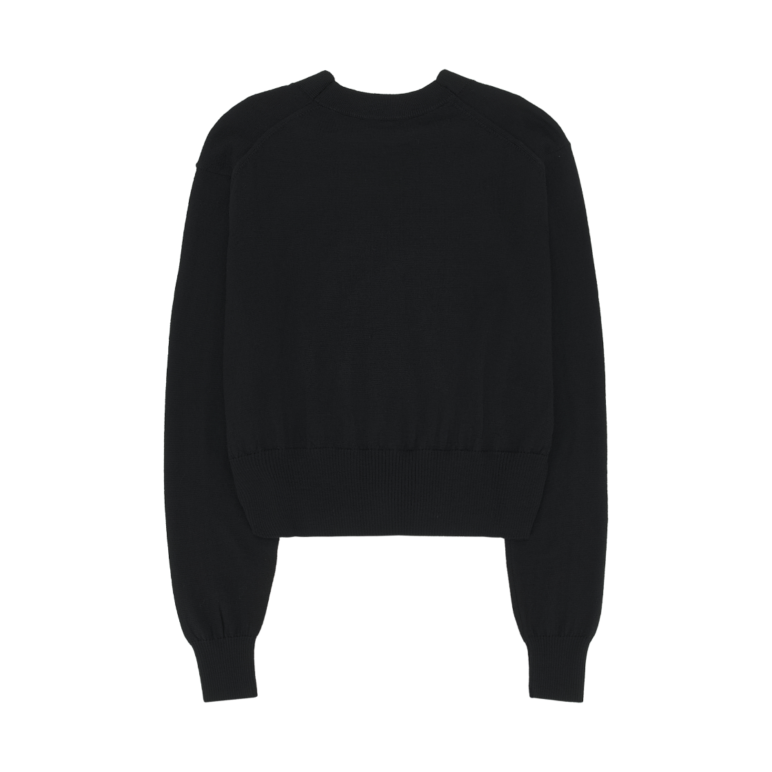 (W) 아미 스몰 하트 로고 크롭 가디건 블랙((W) AMI de Coeur Cropped Cardigan Black) - 2