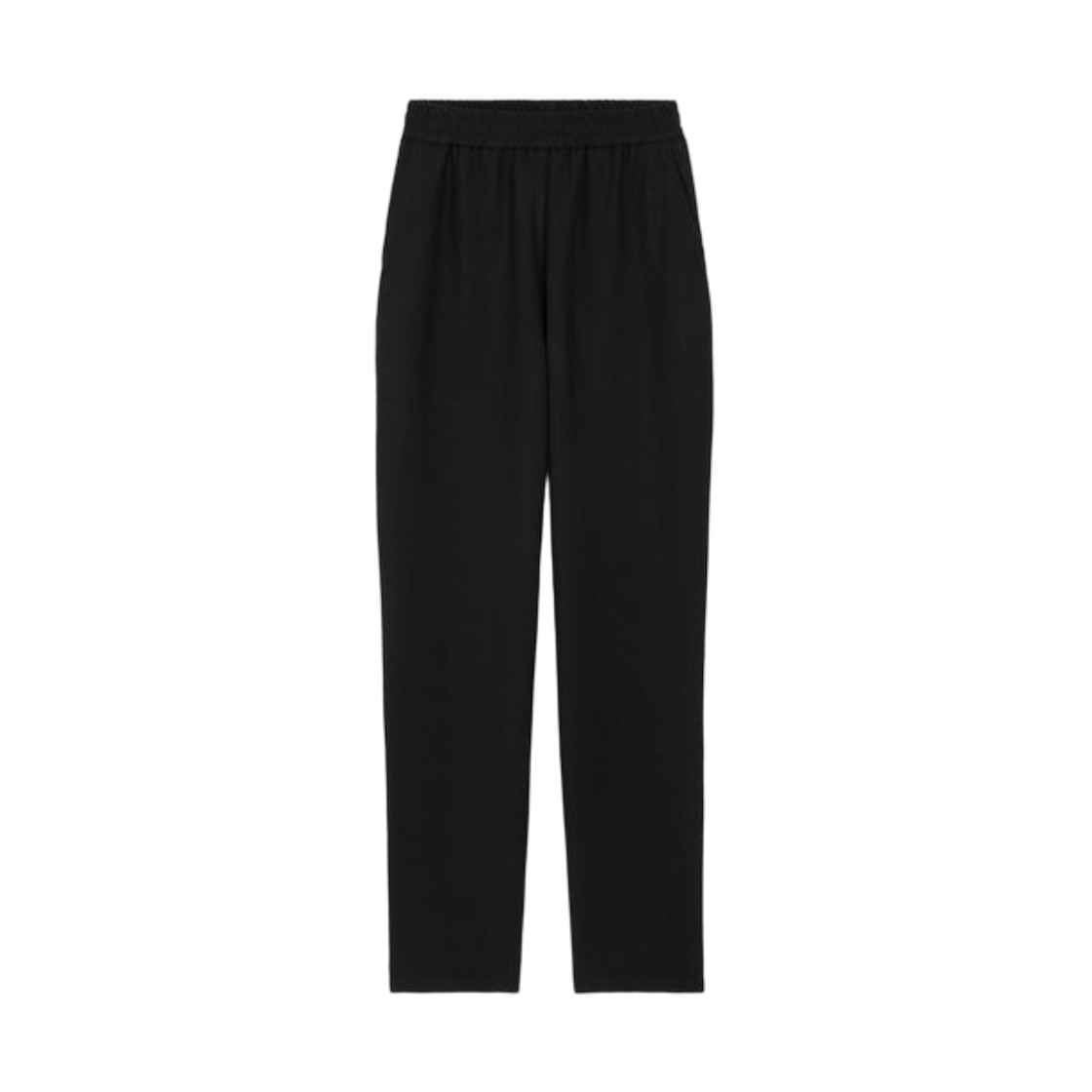 FTR868-VI0052-001 (W) AMI Black Blended Linen Elasticated Waist Trousers Black