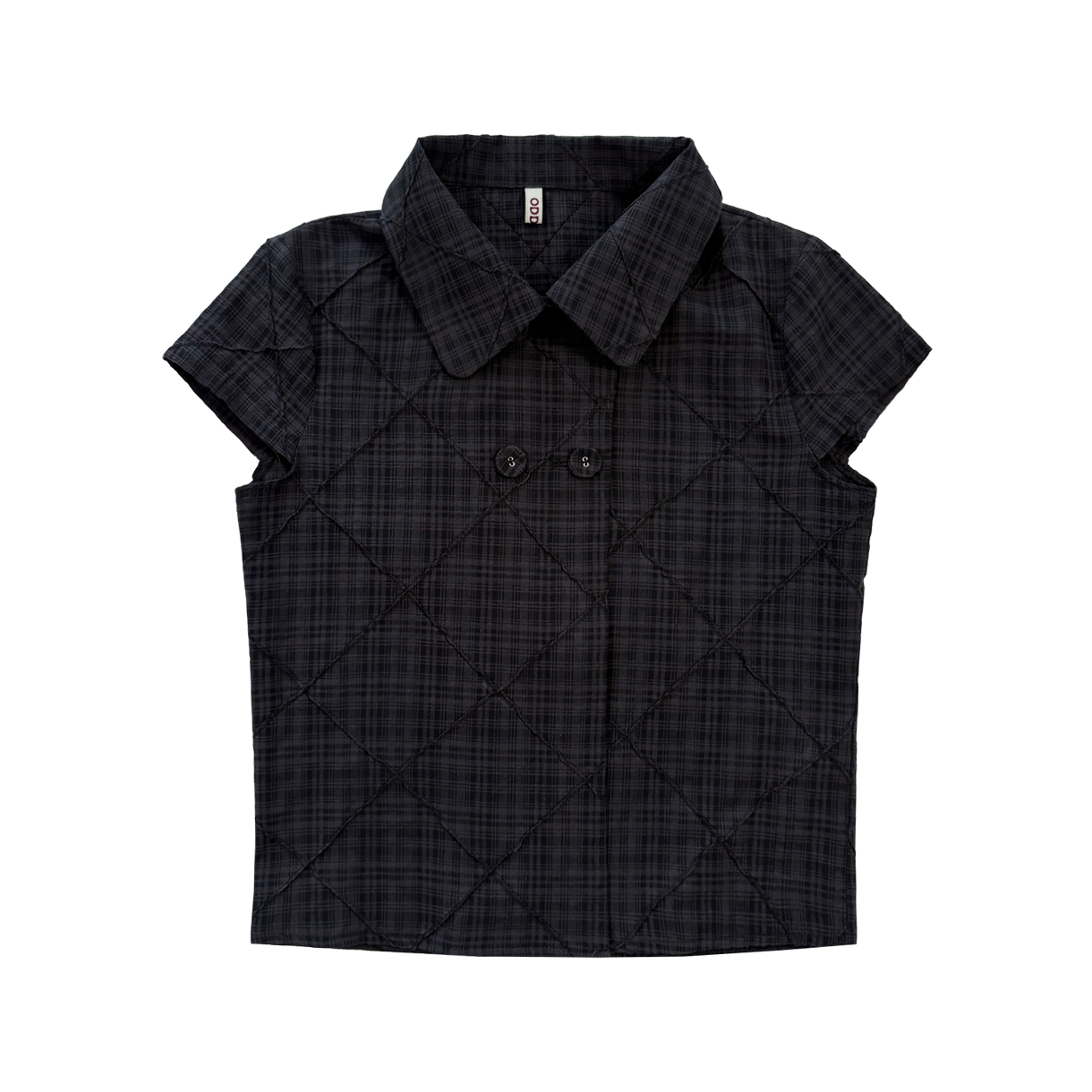 오드미 코지 체크 셔츠 블라우스 - 블랙(ODDME Cozy Check Shirt Blouse - Black)