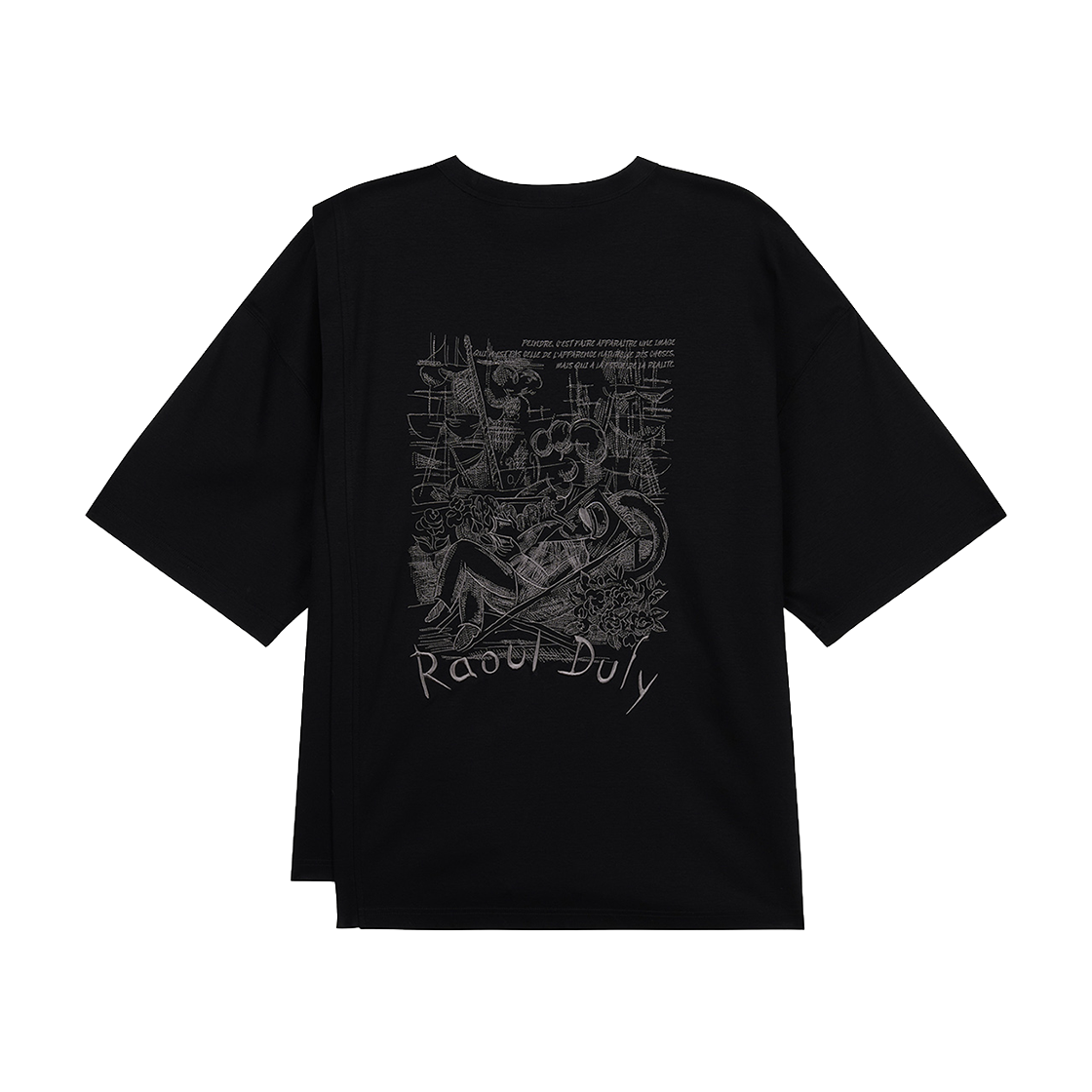 지오송지오 컬렉션 마드리갈 어시메트릭 티셔츠 블랙 BI3TS342BK(ZIOSONGZIO COLLECTION Madrigaux Asymmetric T Shirt Black) - 2