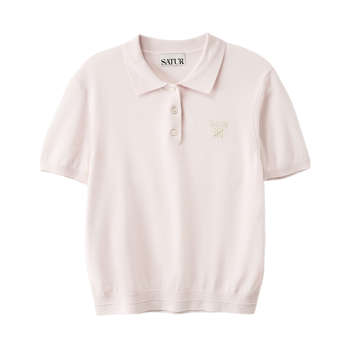 세터 우먼 클래식 칼라 하프 니트 핑크