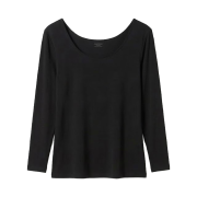 (W) Uniqlo Heattech Extra Warm Cotton Scoop Neck Long Sleeve T-Shirt Black - JP