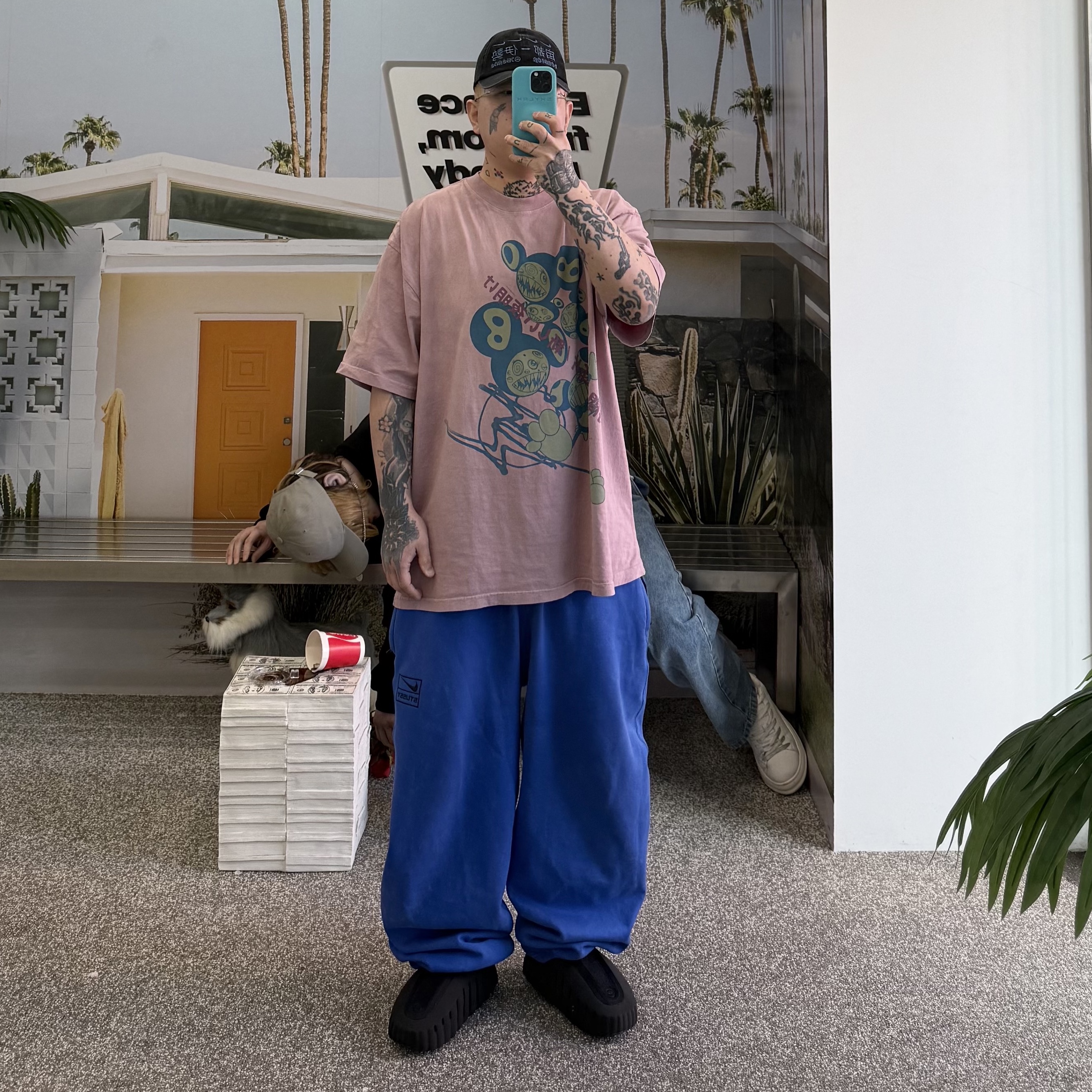 Nike x Fragment Mind 001 Black, Travis Scott Cactus Jack x Fragment x Nike Houston To Ise Mie Hat Black 착용 스타일 - 1