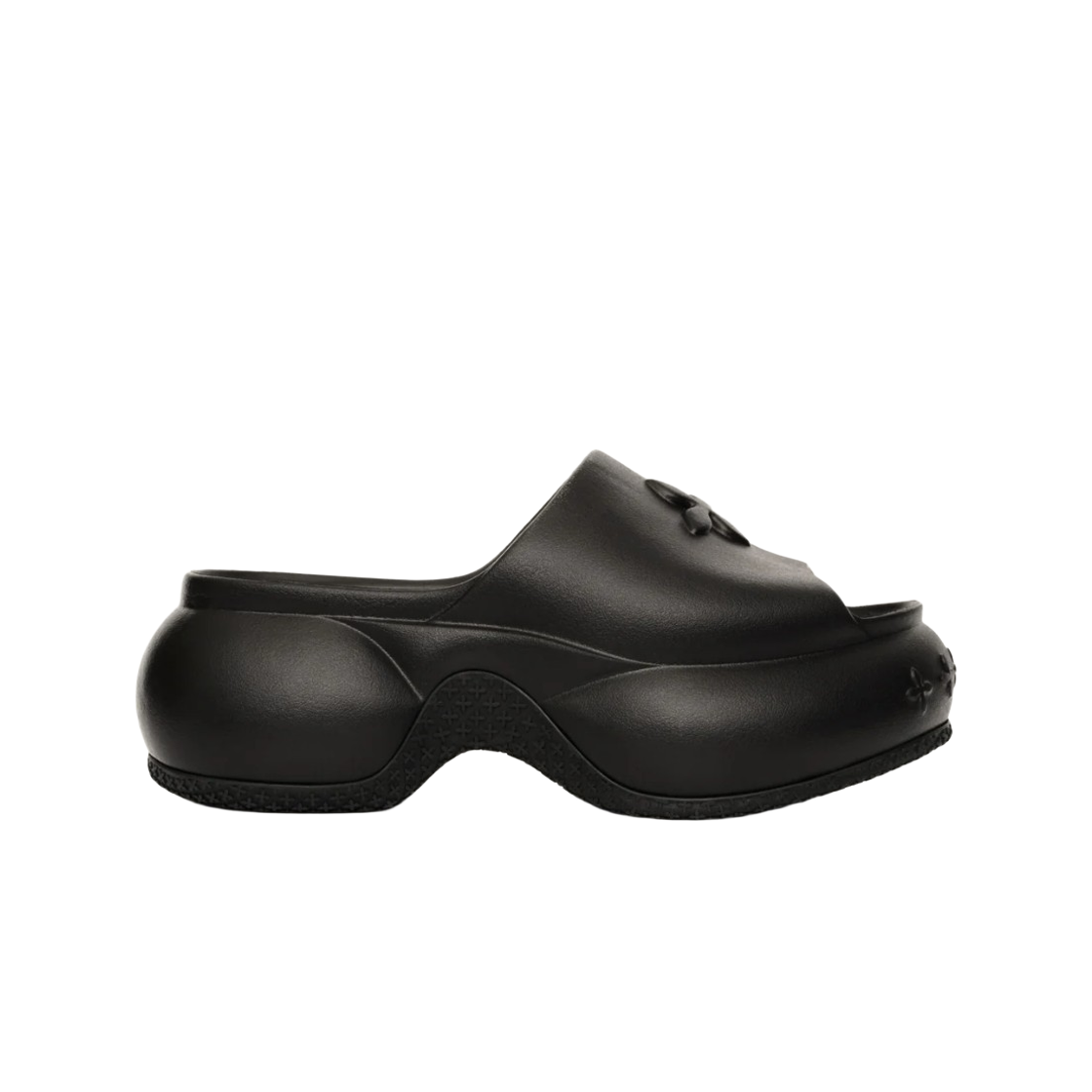 (W) 에스엠에프케이 컴패스 웨이브 플랫폼 범퍼 샌들 블랙((W) SMFK Compass Wave Platform Bumper Sandal Black)