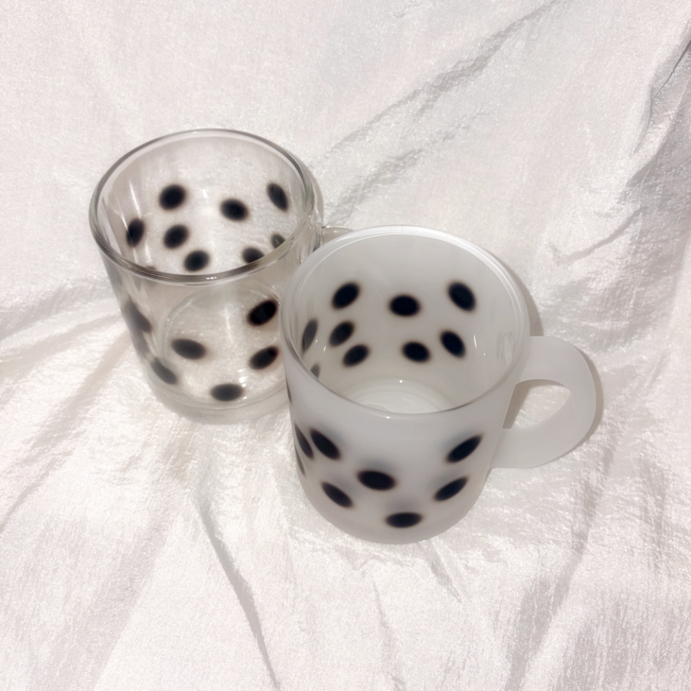 유라이크왓 빅 블러 도트 글라스 머그 (블랙/유리)(you like what Small blur dot glass mug (black/gloss)) - 3