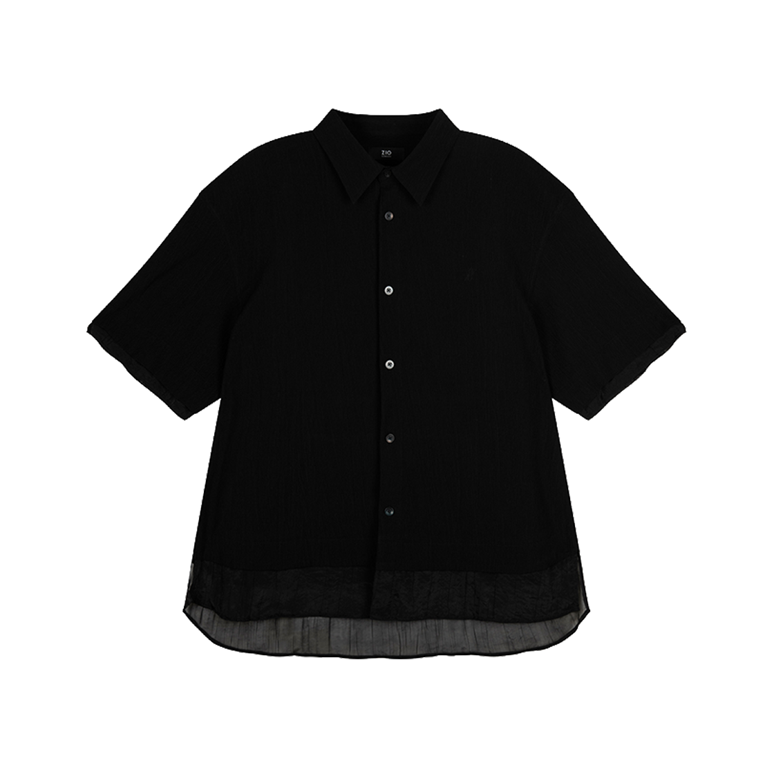 지오송지오 컬렉션 플리츠 레이어드 크롭 하프 셔츠 블랙 BI3SH303BK(ZIOSONGZIO COLLECTION Pleats Layered Crop Half Shirt Black) - 1