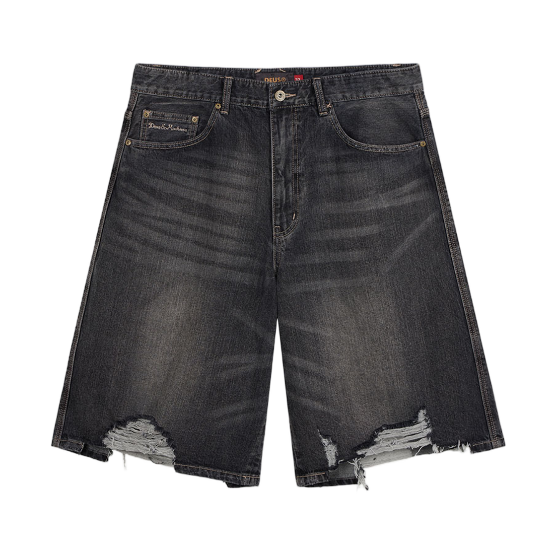 데우스 엑스 마키나 디스트로이드 데님 쇼츠 블랙 인디고(Deus Ex Machina Destroyed Denim Shorts Black Indigo)