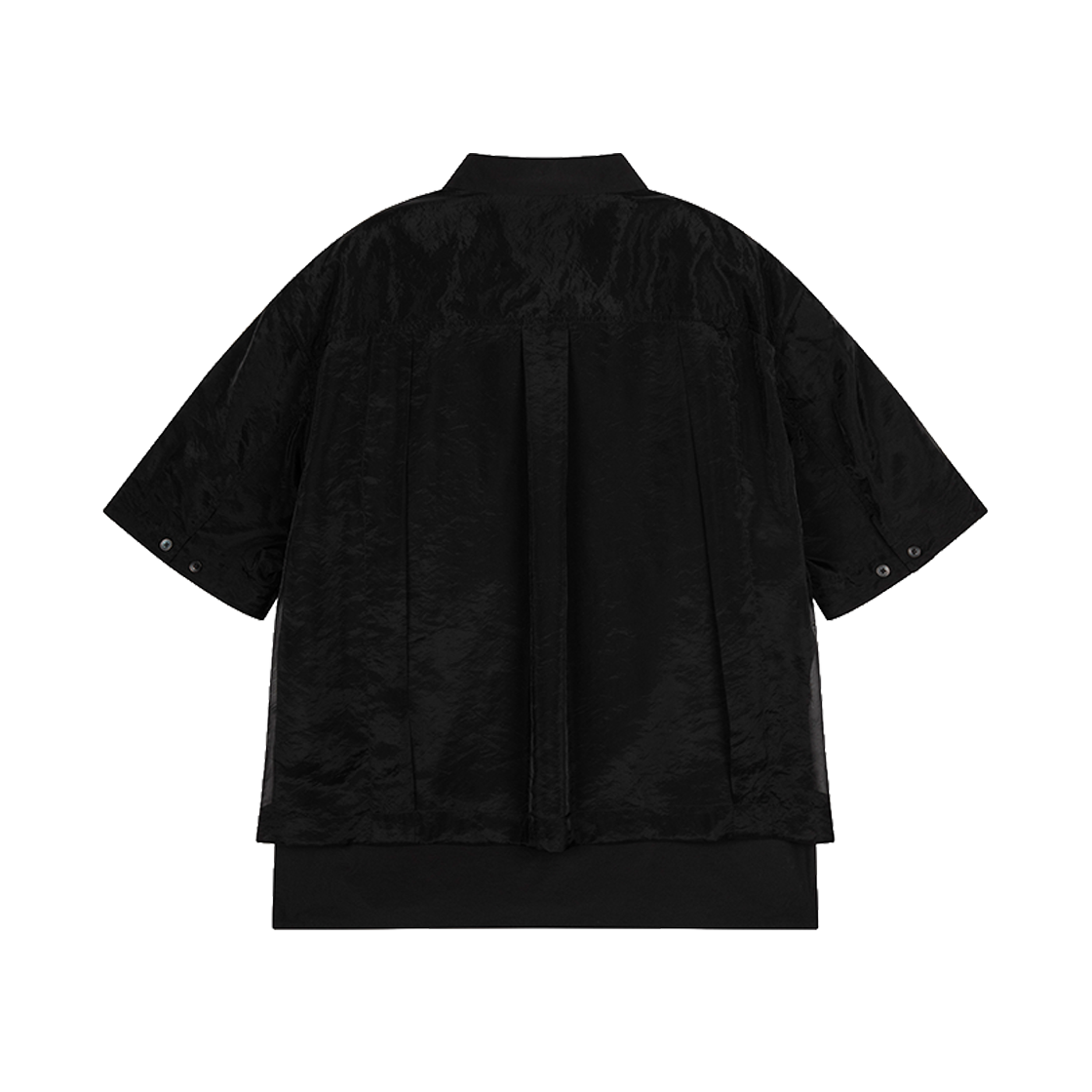 지오송지오 컬렉션 오간자 레이어드 크롭 하프 셔츠 블랙 BI3SH301BK(ZIOSONGZIO COLLECTION Organza Layered Crop Half Shirt Black) - 2