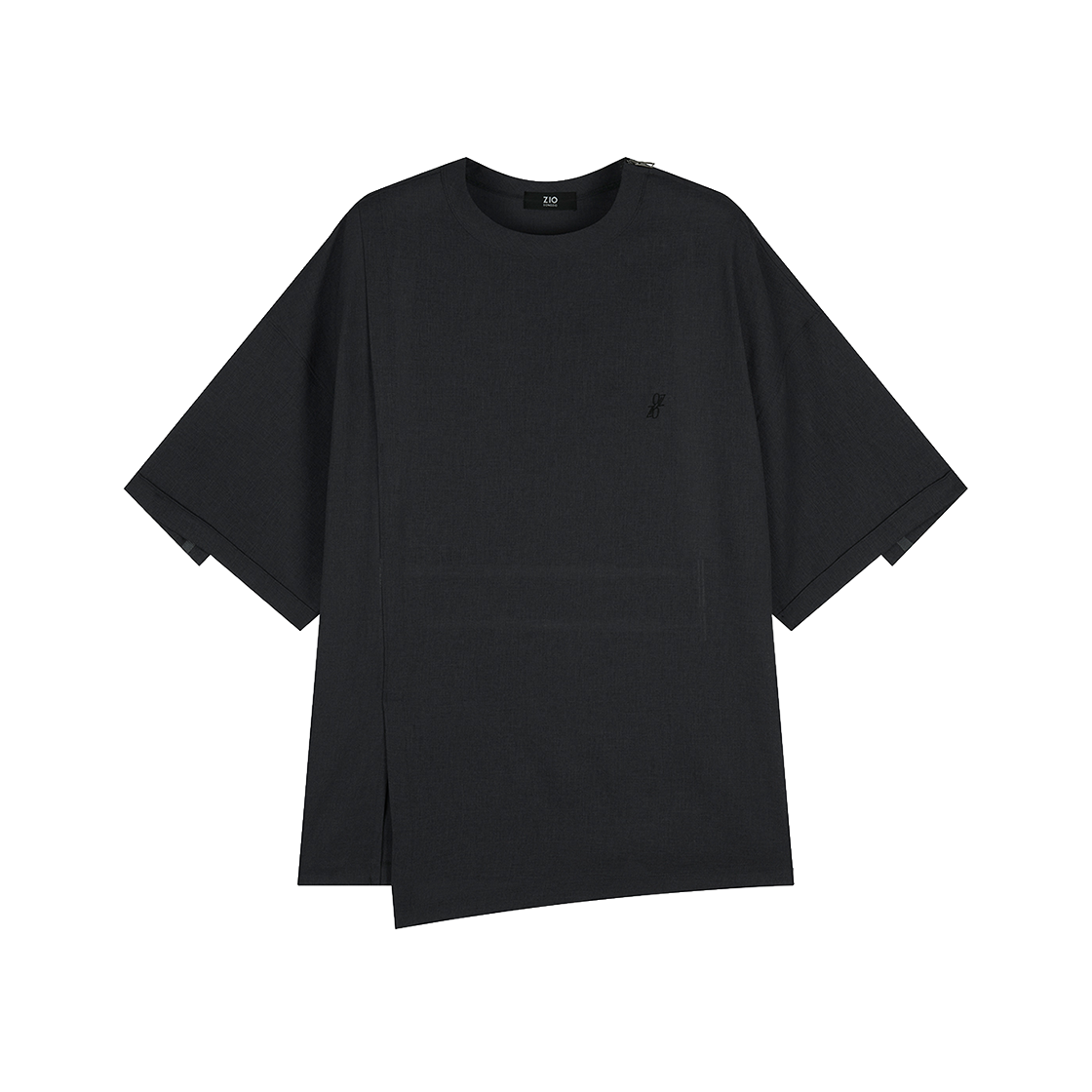 지오송지오 컬렉션 마드리갈 엠브로이드 우븐 티셔츠 차콜 BI3TS347CH