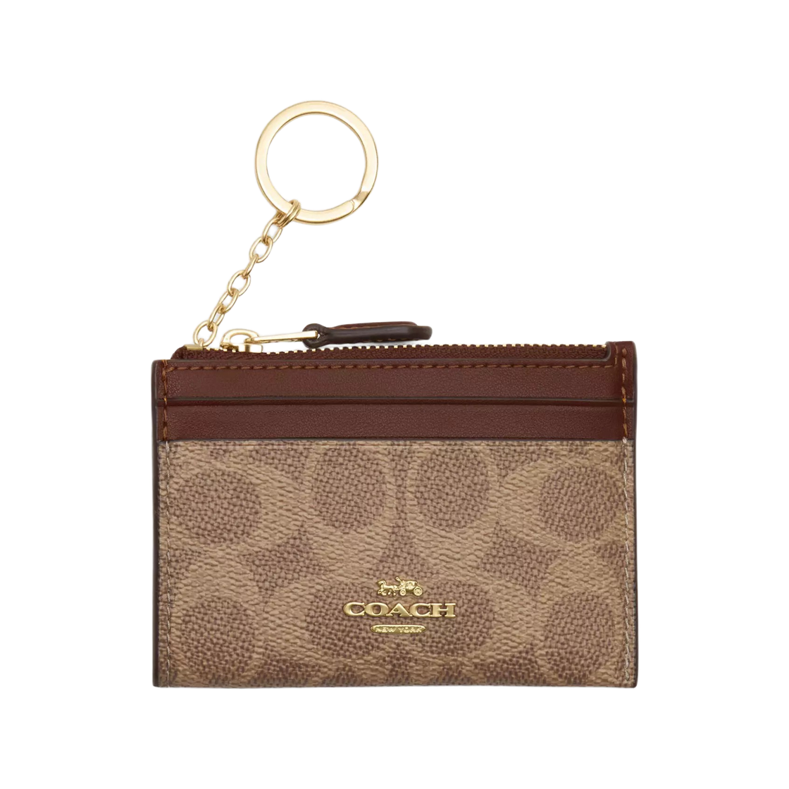 코치 시그니처 캔버스 미니 스키니 ID 케이스 이미테이션 골드 탄(Coach Mini Skinny ID Case in Signature Canvas Imitation Gold Tan) - 1