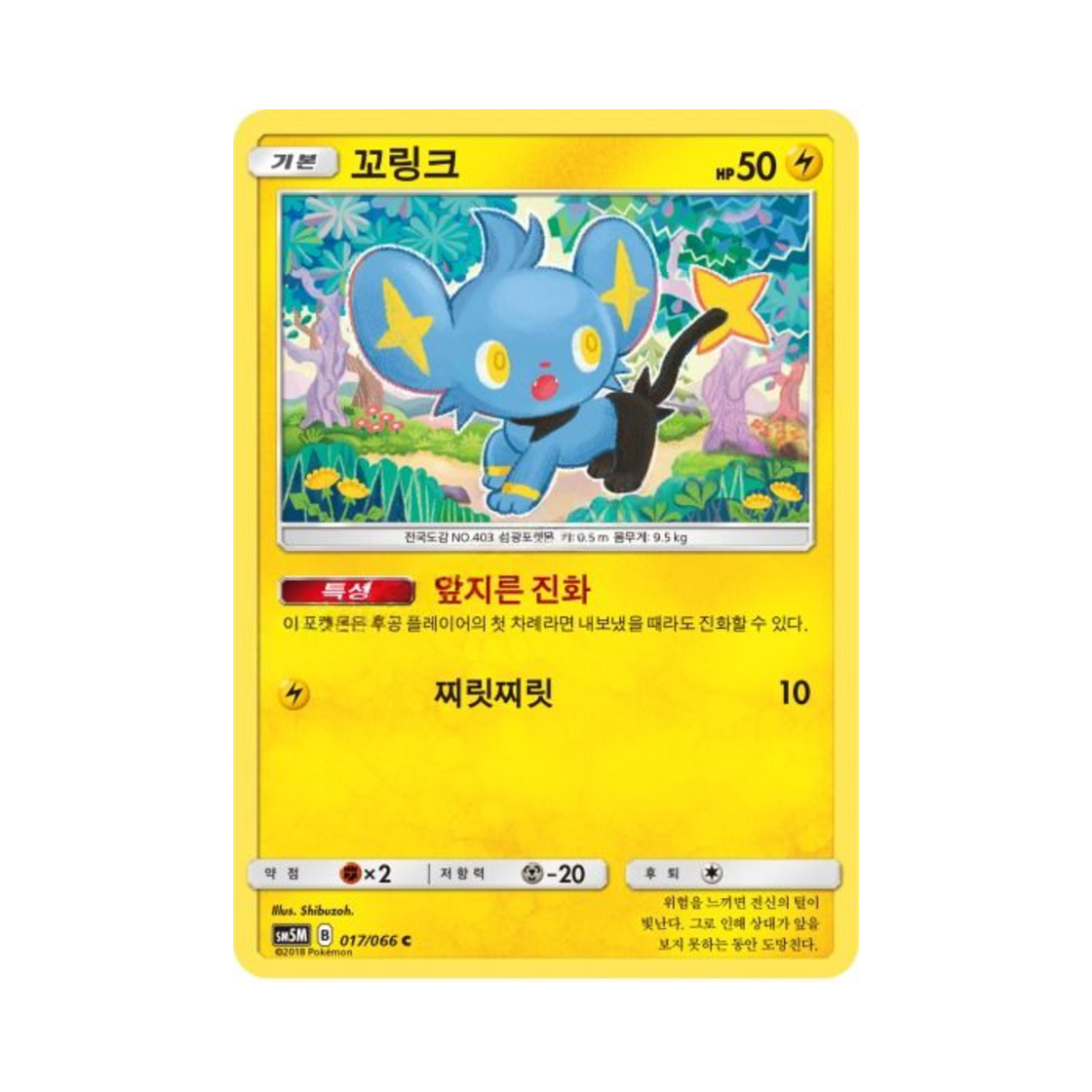 포켓몬 TCG 꼬링크 C 울트라문 (한글판)(Pokemon TCG Shinx C Ultra Moon (Korean Ver.)) - 1