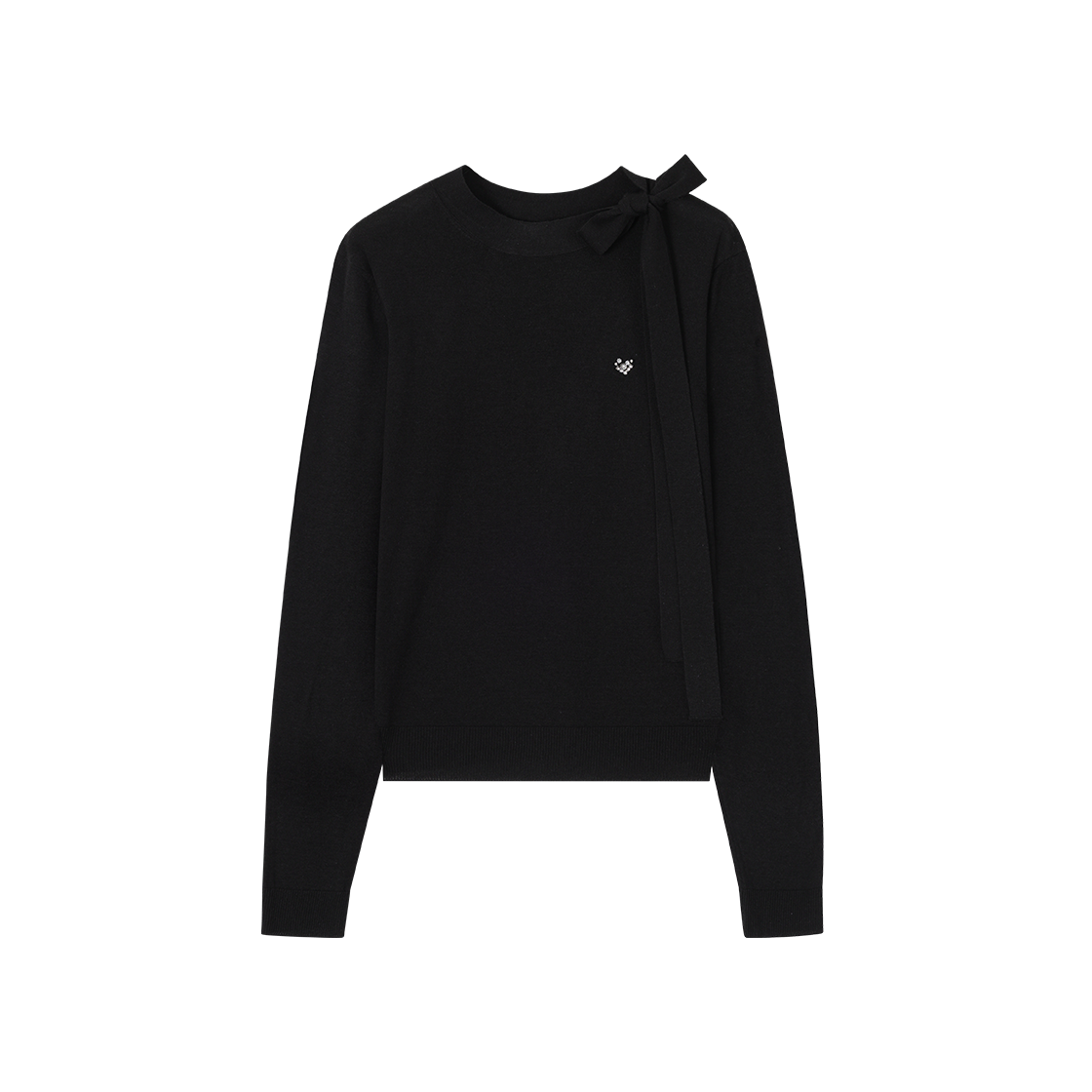 WI2KT204BK (W) SONGZIO Heart Stone Applique Crewneck Knit Black