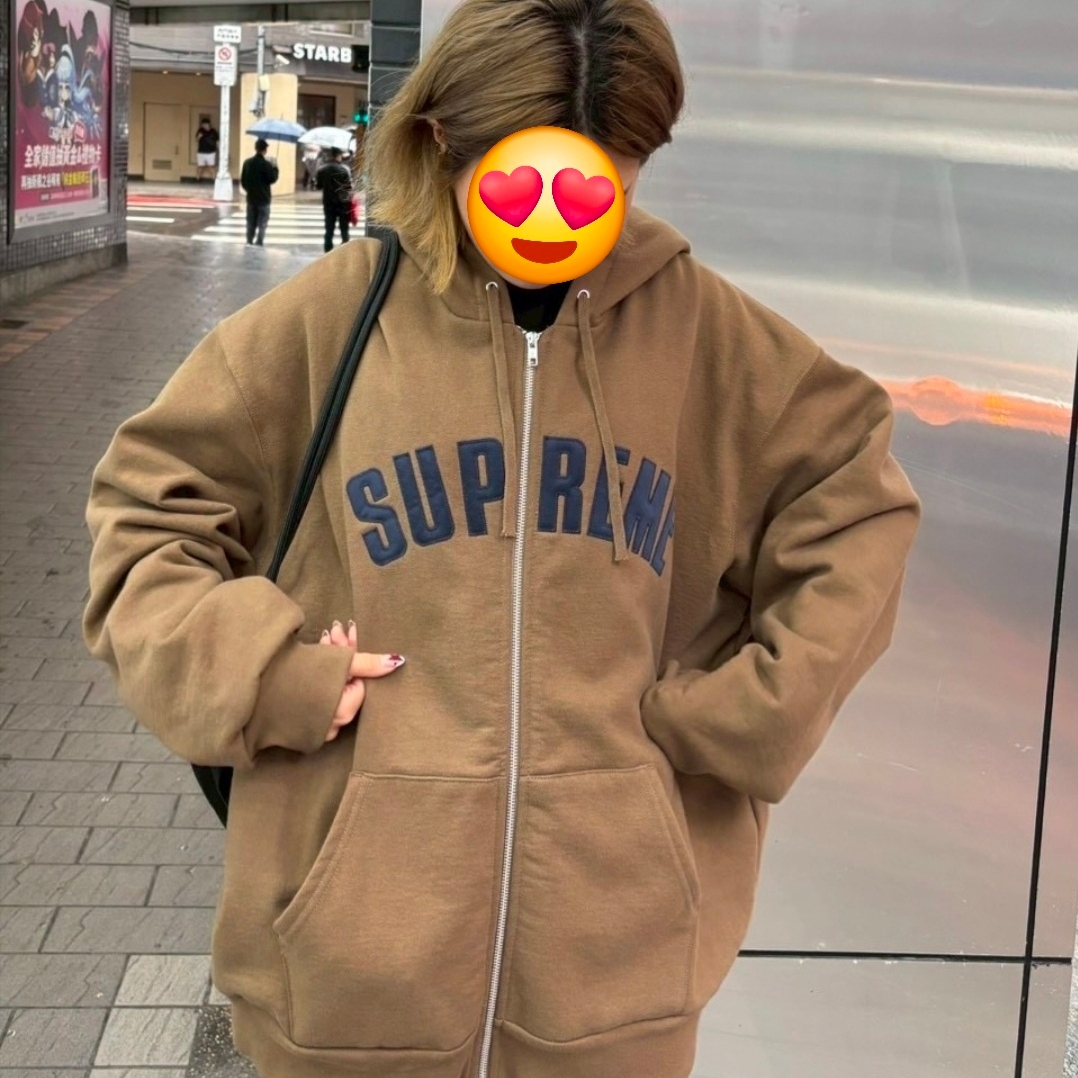 Supreme Arc Thermal Lined Zip Up Hooded Sweatshirt Dusty Brown - 25FW 착용 스타일 - 2