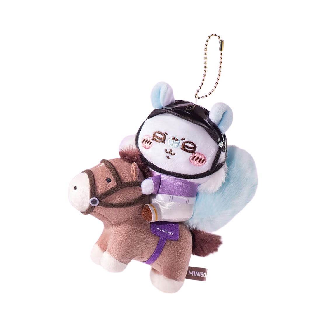 미니소 x 치이카와 승마 시리즈 인형 키링 모몽가(Miniso x Chiikawa Equestrian Series Plush Keyring Momonga)