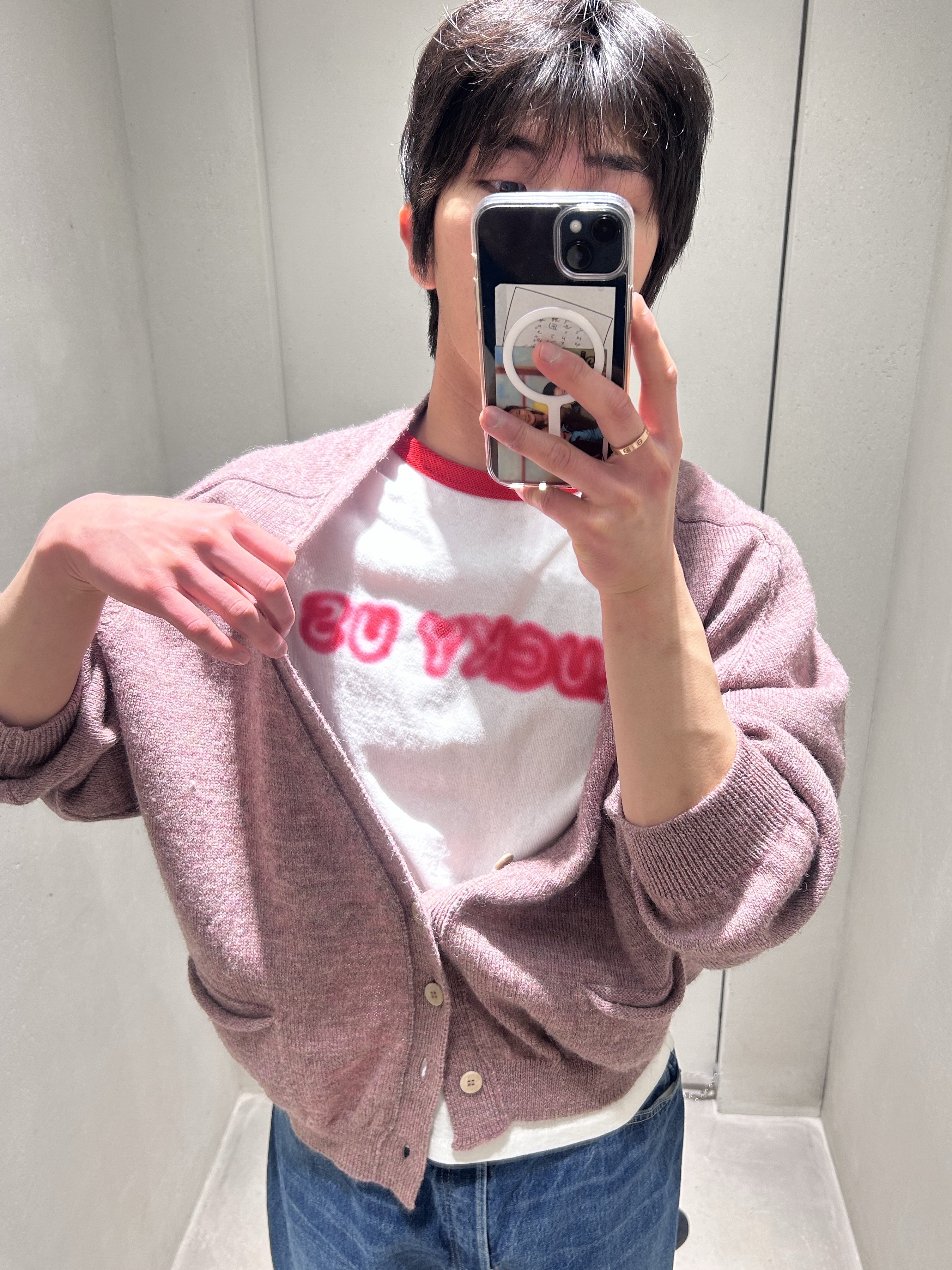 Kenzo Gots Kenzo Words Slim T-Shirt Off White - 26SS, Magliano Grampa Baby Dark Pink - 25FW 착용 스타일 - 2