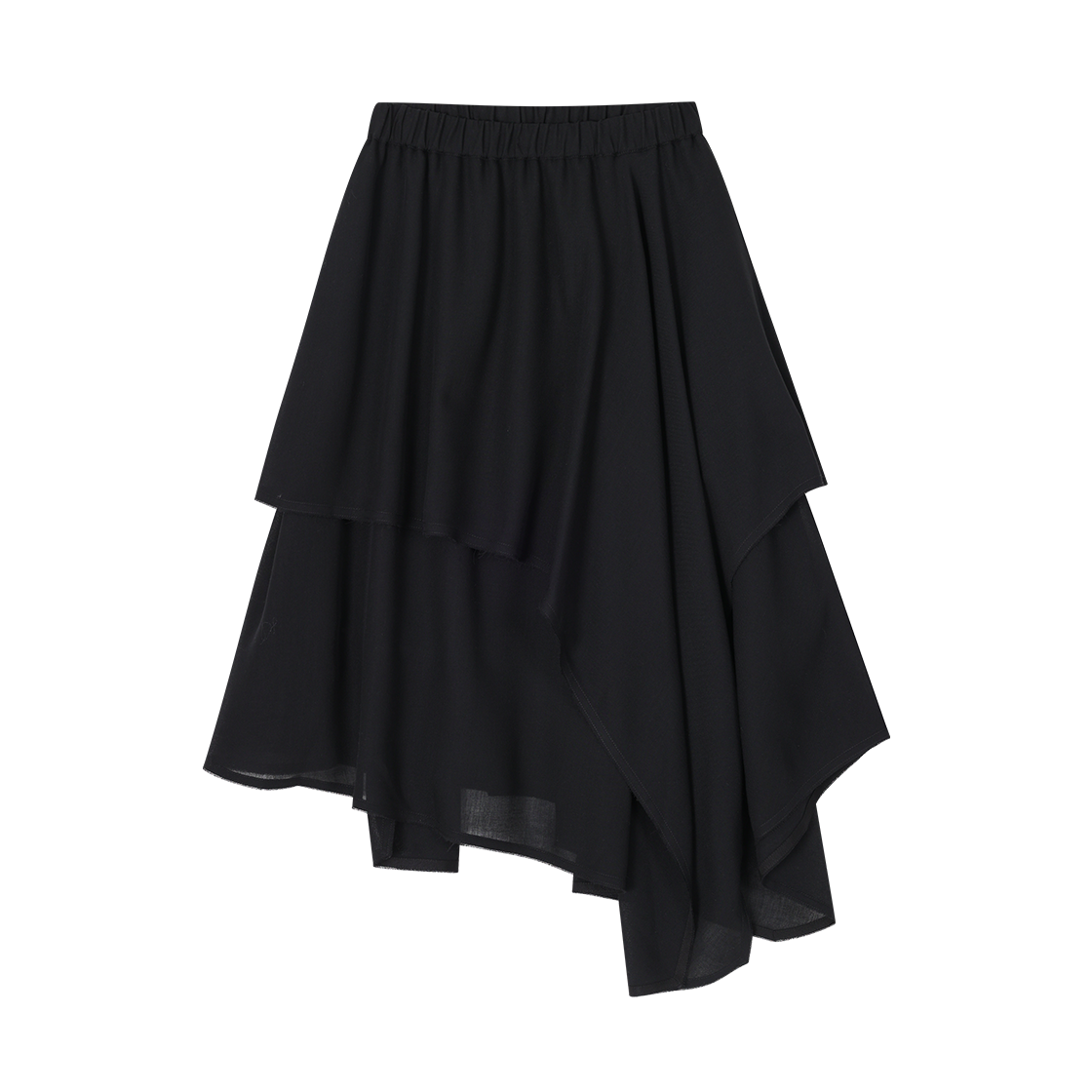 WI2SK238BK (W) SONGZIO Asymmetric Drape Long Skirt Black