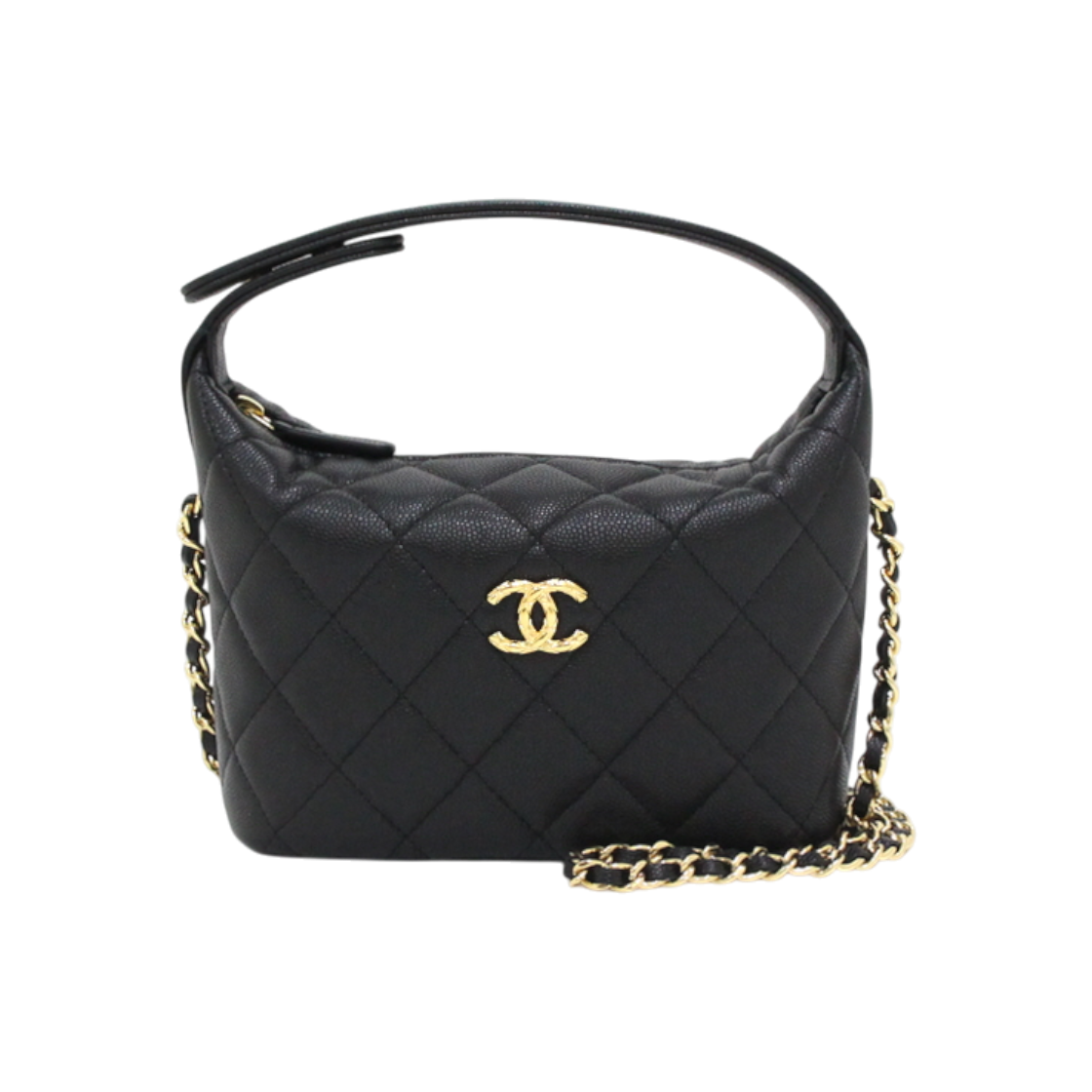 샤넬 AP5022 블랙 캐비어 미니 금장 체인 탑핸들 호보 토트백 겸 크로스백aa62509(Chanel AP5022 Black Caviar Mini Gold Chain Top Handle Hobo Tote & Crossbody Bag) - 1