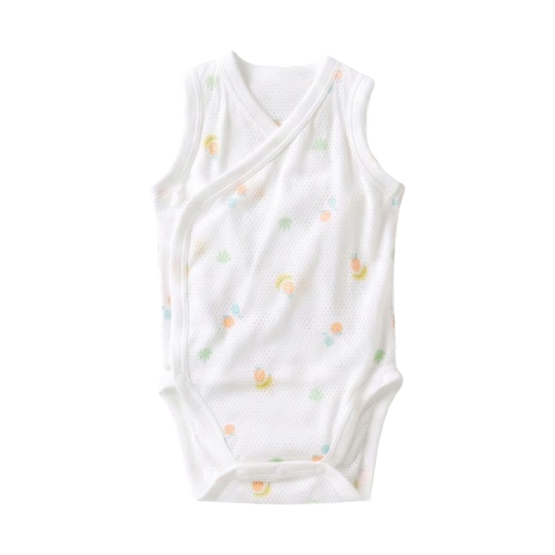 481766-01 (Kids) Uniqlo Front Open Cotton Mesh Inner Sleeveless Print Bodysuit Off White - JP