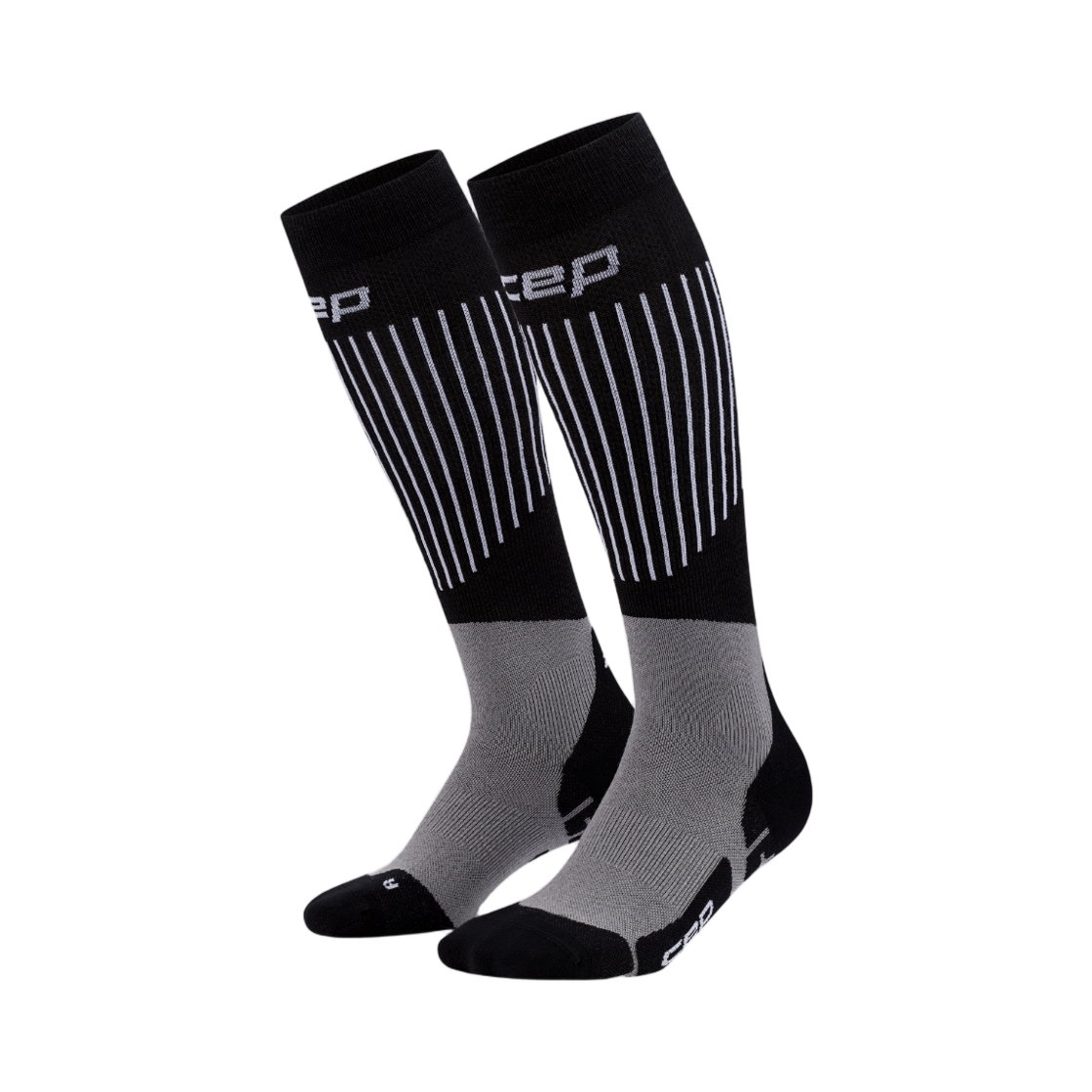 CEP 스키 울트라라이트 삭스 톨 블랙 그레이(CEP Ski Ultralight Socks Tall Black Grey) - 1