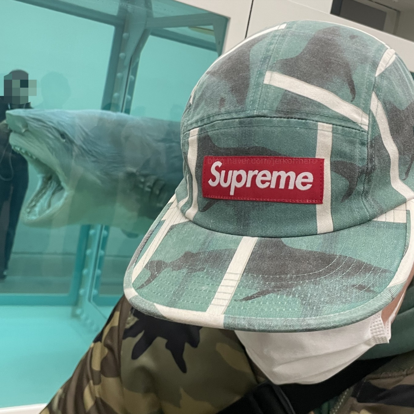 Supreme x Damien Hirst Camp Cap White - 25SS 착용 스타일