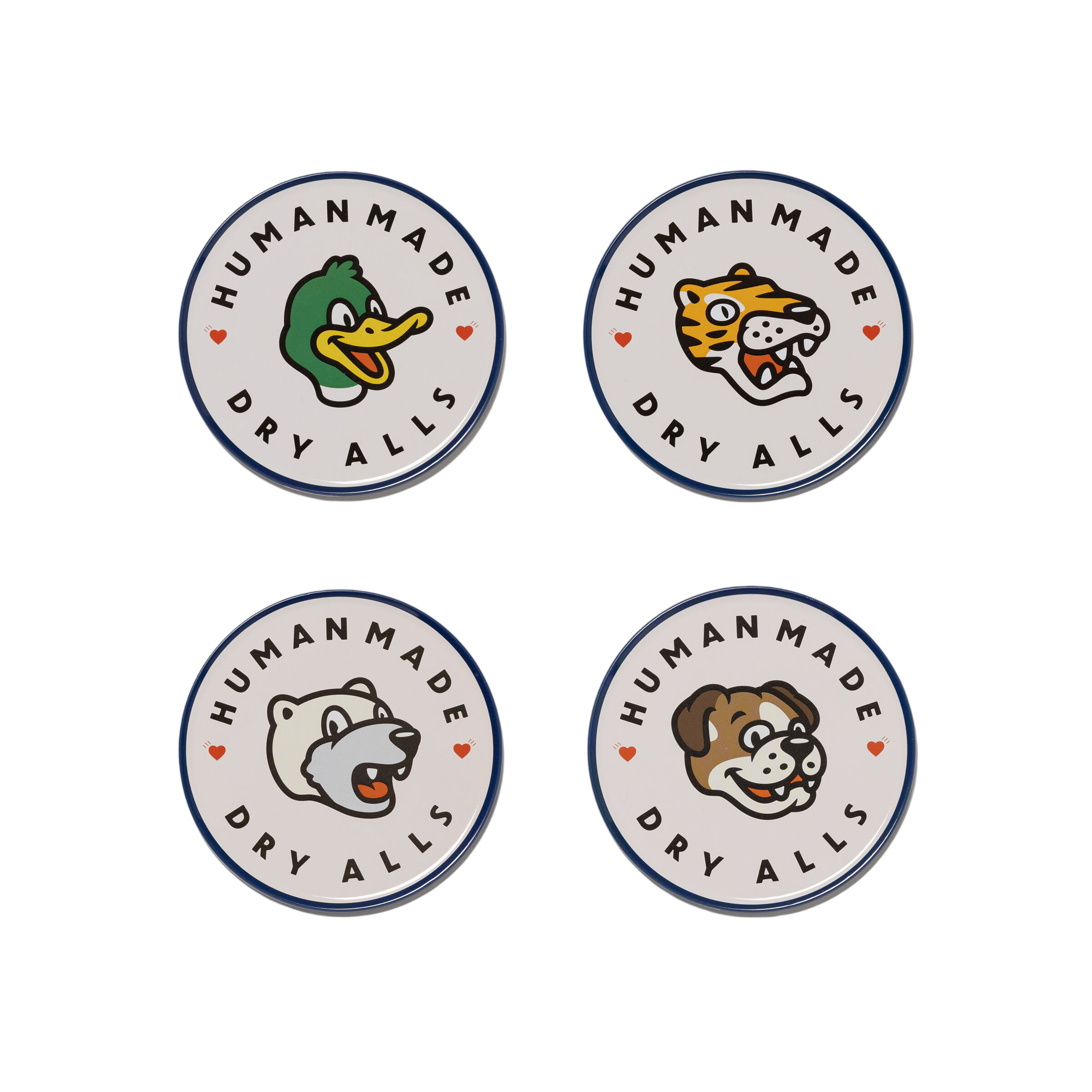 HM31GD096 Human Made Animal Coaster Set White (Set of 4)