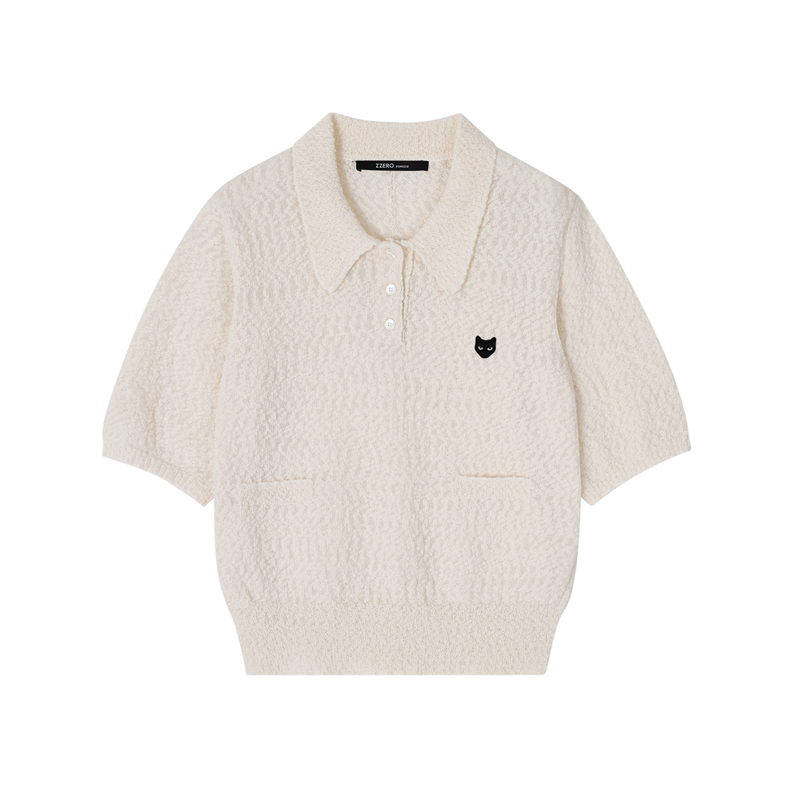 WI3KT860IV (W) SONGZIO ZZERO Boucle Crop Collared Knit Ivory