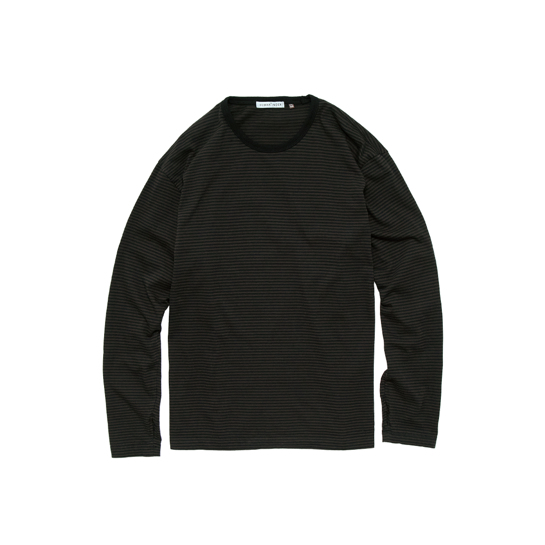 폴리테루 휴먼인덱스 휴먼 핀 스트라이프 롱 슬리브 블랙 브라운(Polyteru Human Index Human Pin Striped Long Sleeves Black Brown) - 1