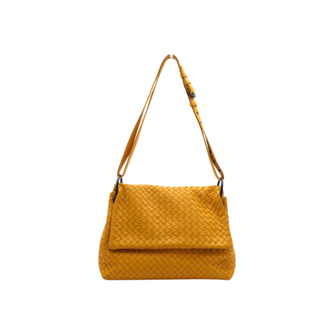 ITSB6AG8TVV9 Bottega Veneta Yellow Intrecciato Nappa Flap Shoulder Bag
