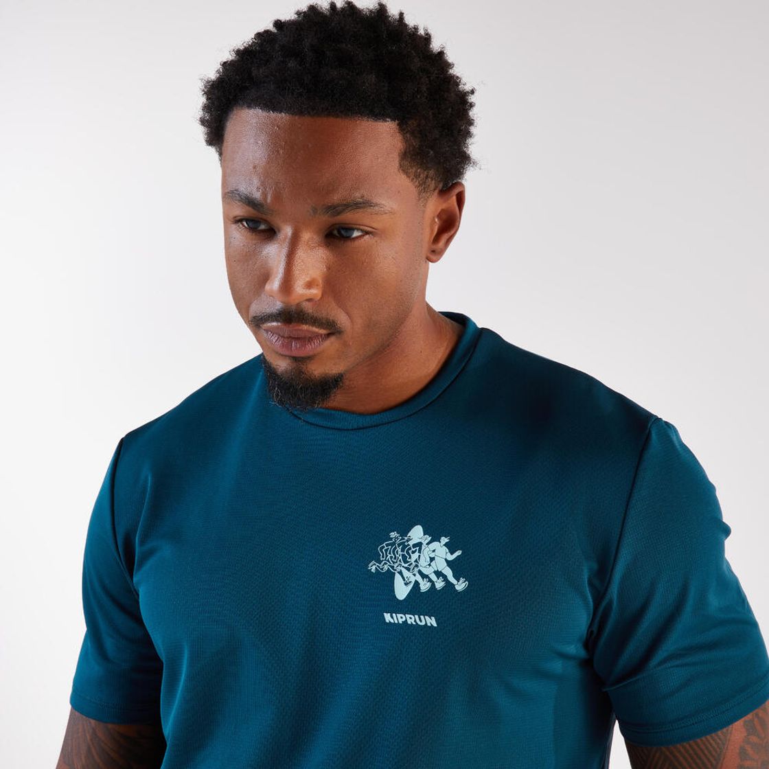 데카트론 남성 러닝 반팔 티 런 드라이 그래프 500 틸 블루(DECATHLON Men's Running Short-Sleeved T-Shirt Run Dry Graph 500 Teal Blue) - 5