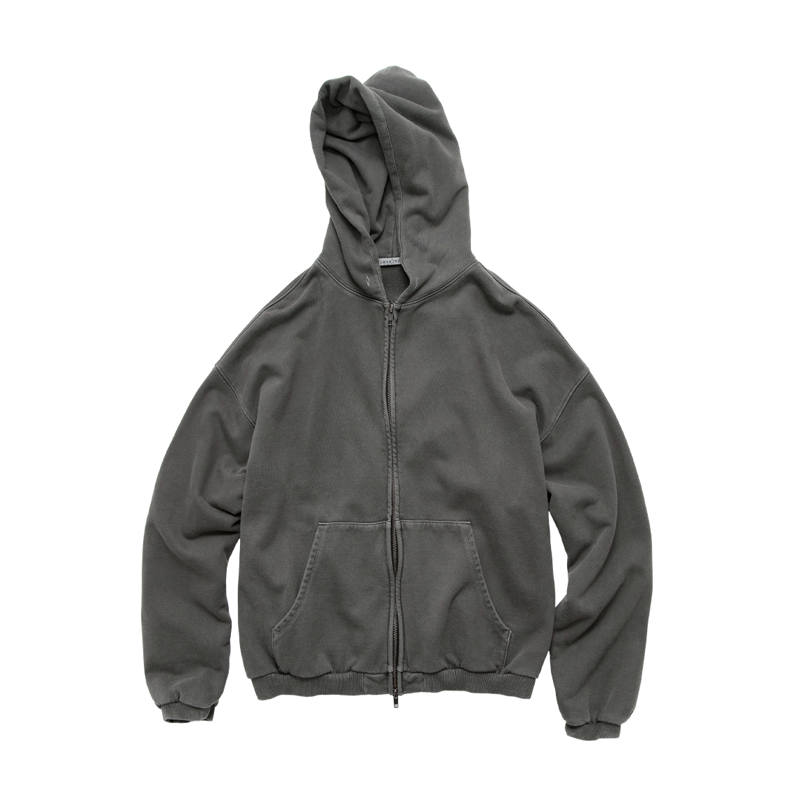 폴리테루 휴먼인덱스 휴먼 오버다이드 집 후디 딥 그레이(Polyteru Human Index Human Overdyed Zip Hoodie Deep Gray) - 1