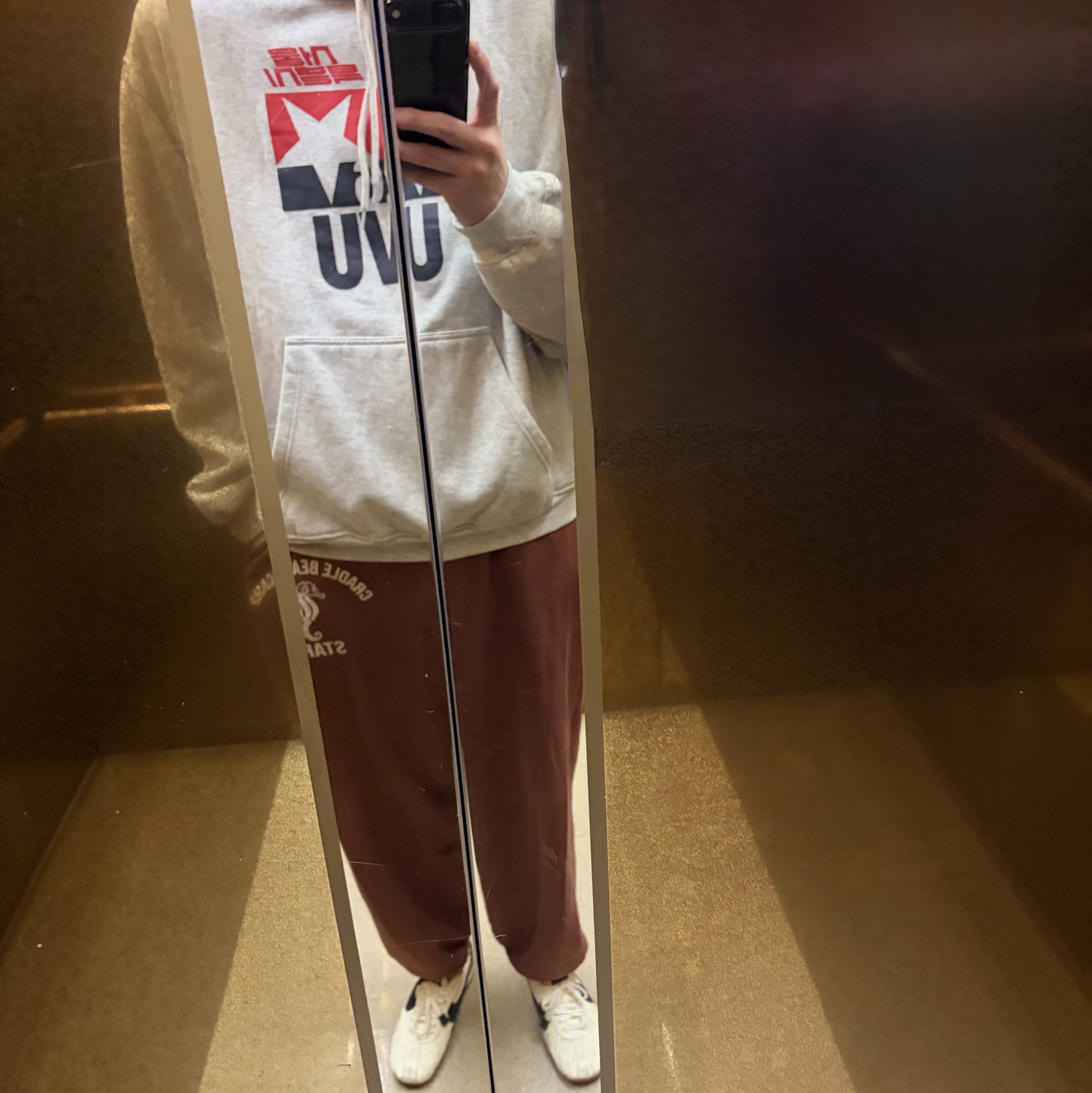 UVU Seoul '26 Hoodie Light Grey Marl, Wild Donkey USNA Fleece Elasticated Cuff Trousers Bleached Black - 24FW 착용 스타일