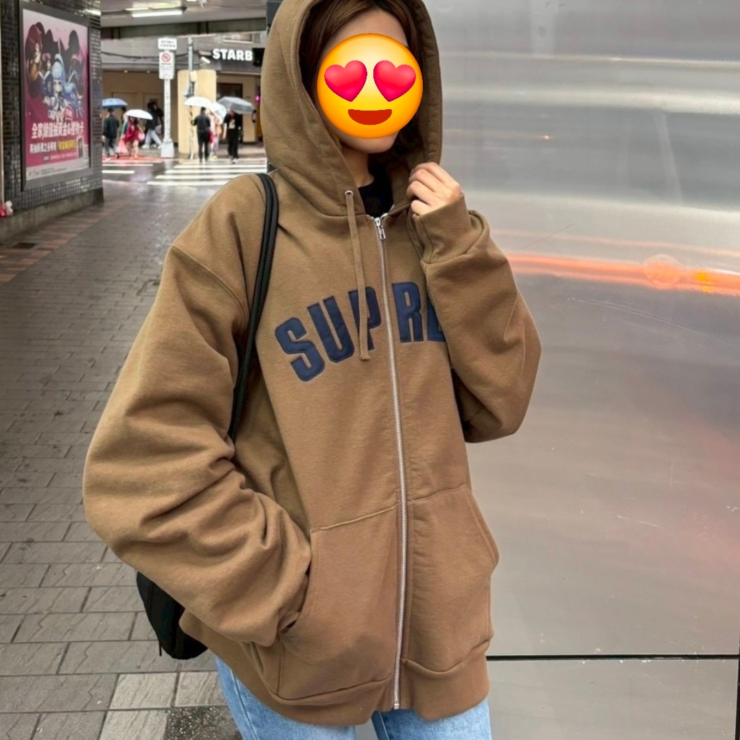 Supreme Arc Thermal Lined Zip Up Hooded Sweatshirt Dusty Brown - 25FW 착용 스타일 - 1