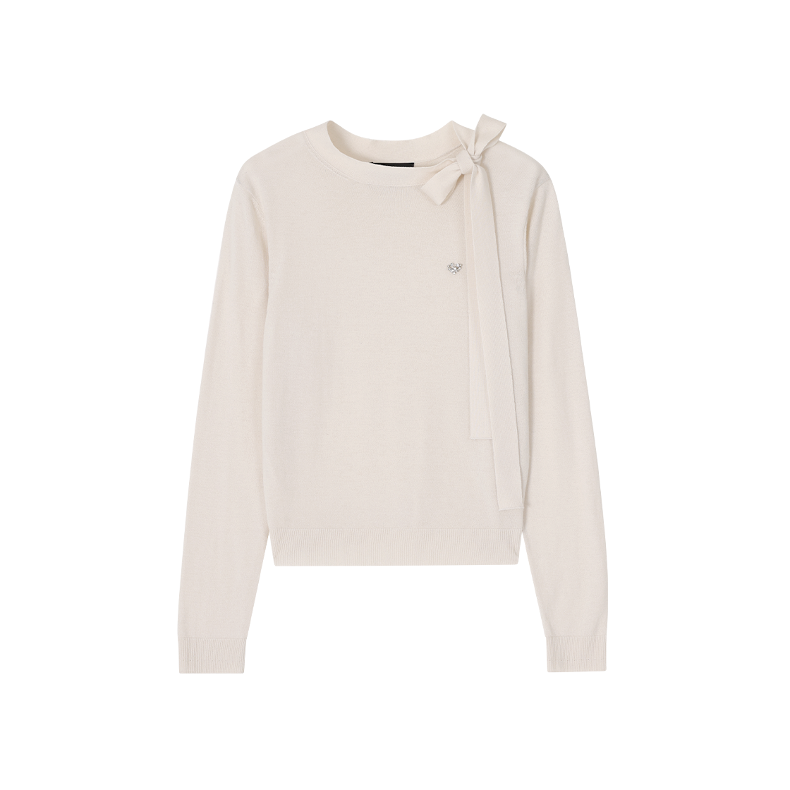 WI2KT205CR (W) SONGZIO Heart Stone Applique Crewneck Knit Cream
