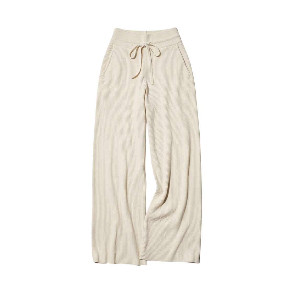 482244-30 (W) Uniqlo Washable Knit Ribbed Trousers Natural - JP
