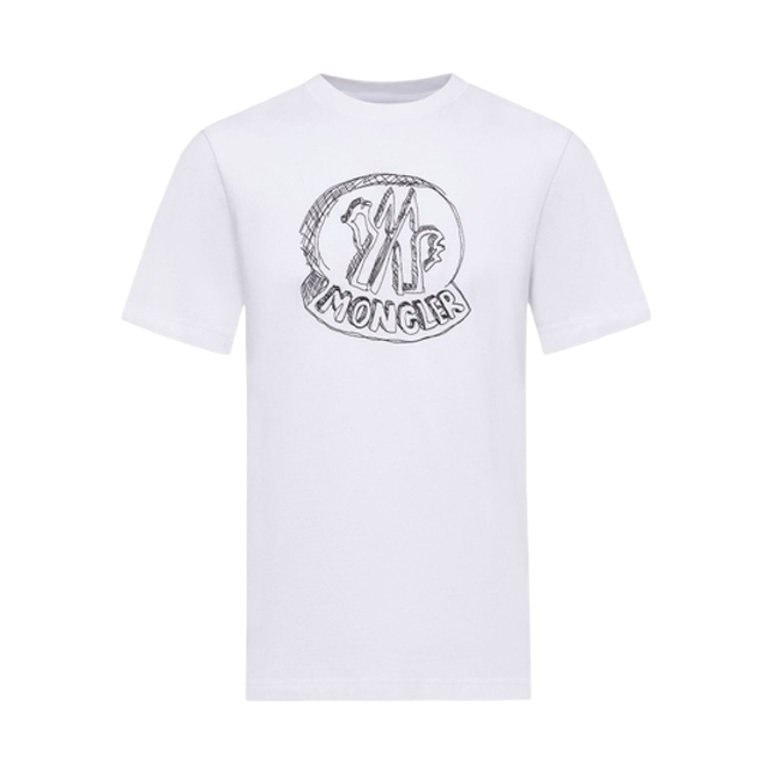 L1-091-8C00035-89AUG-00A Moncler Sketch Embroidered Logo Cotton T-Shirt White - 26SS