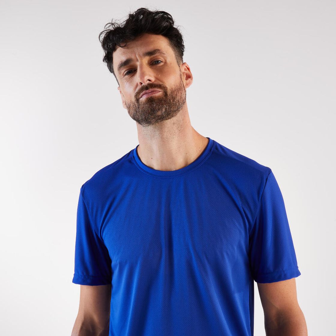 데카트론 남성 러닝 반팔 티 런 100 코발트 블루(DECATHLON Men's Running Short-Sleeved T-Shirt Run 100 Cobalt Blue) - 4
