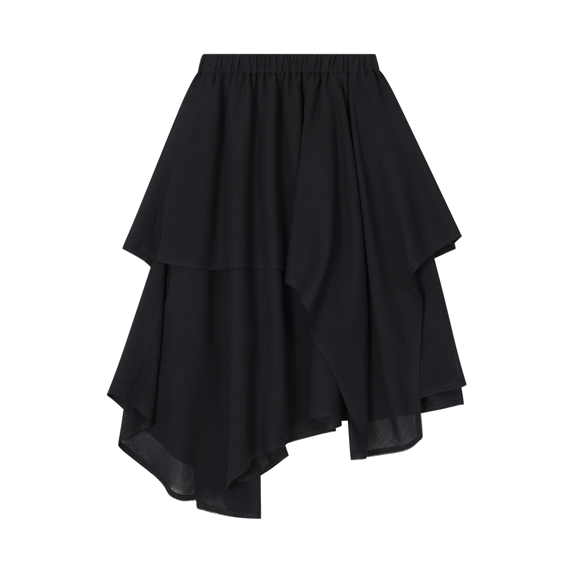 (W) 송지오 어시매트릭 드레이프 롱 스커트 블랙((W) SONGZIO Asymmetric Drape Long Skirt Black) - 2