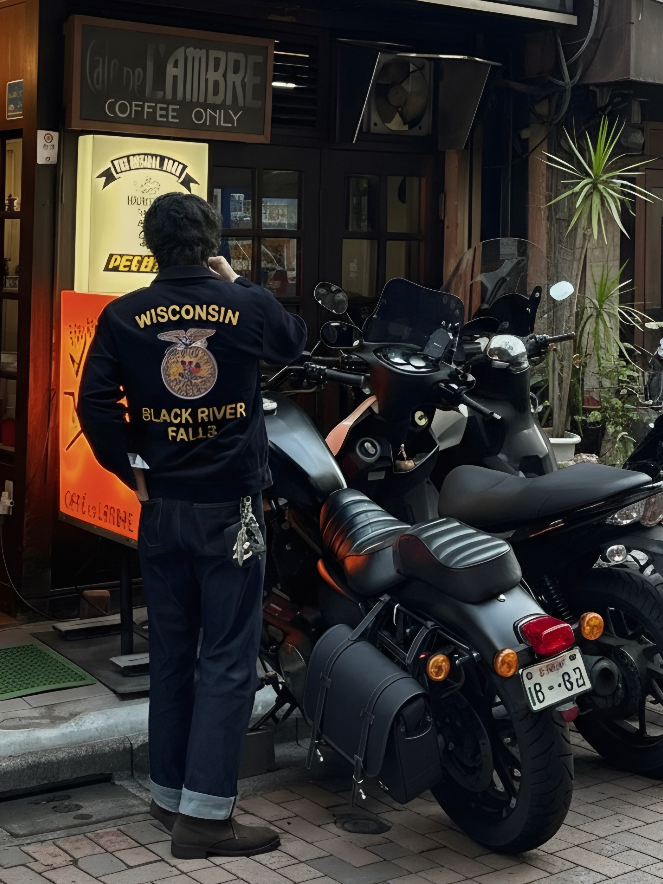 Houston Japan Corduroy FFA Jacket Navy 51596, Kapital Thumbs Up Bone Hand Zip Mini Wallet Black 착용 스타일 - 1