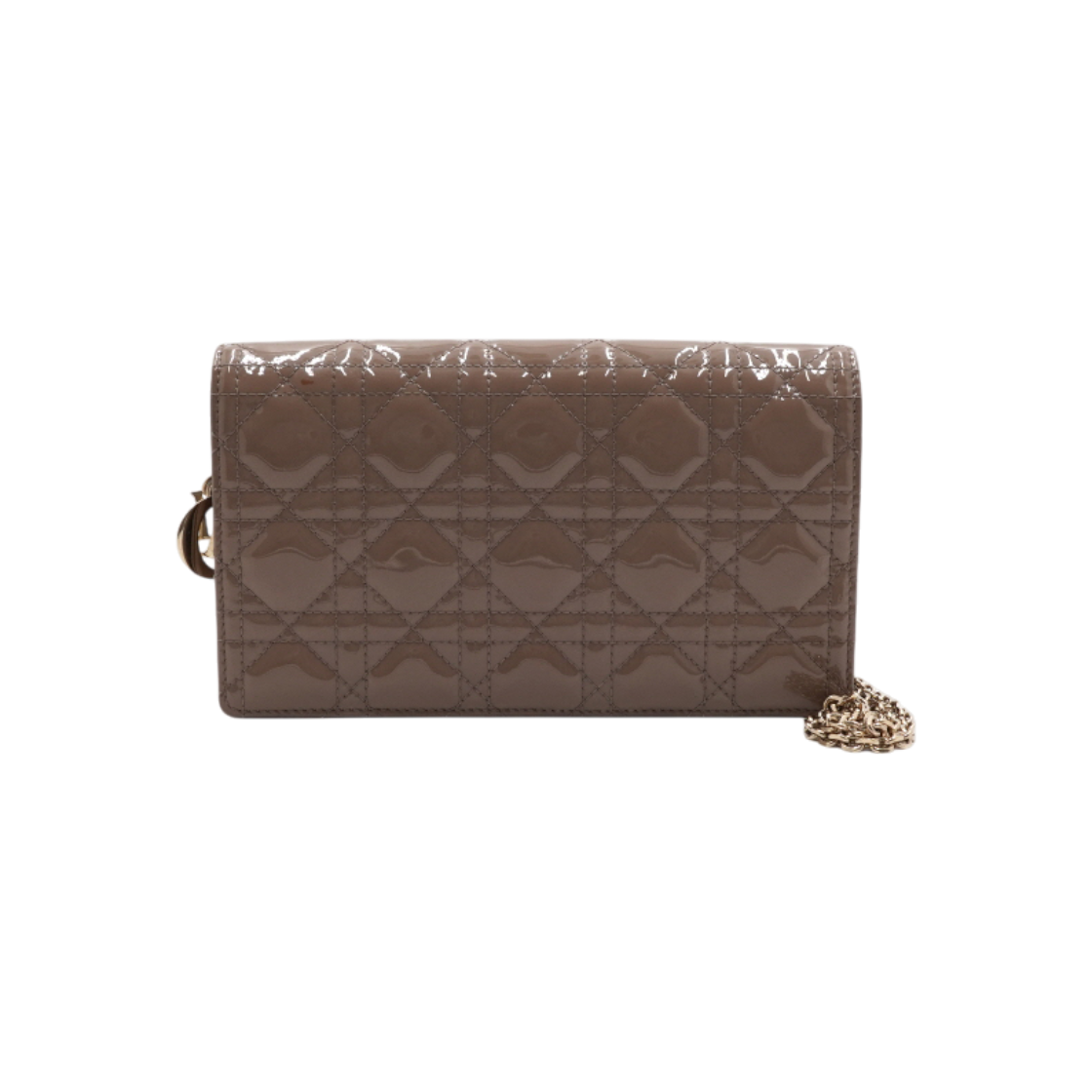 ITL4Q9W84O6M Dior Lady Dior Beige Cannage Patent Clutch Gold Chain Crossbody