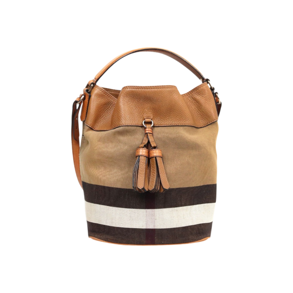 ITVPL89NREUF Burberry Nova Check Canvas Tassel Hobo 2-Way Bag C-A51174