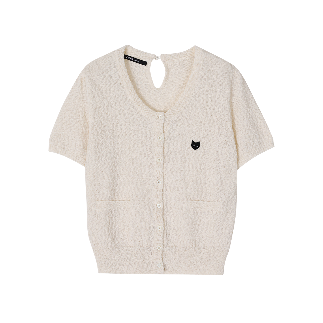 WI3KT862IV (W) SONGZIO ZZERO Boucle Crop Round Neck Cardigan Ivory