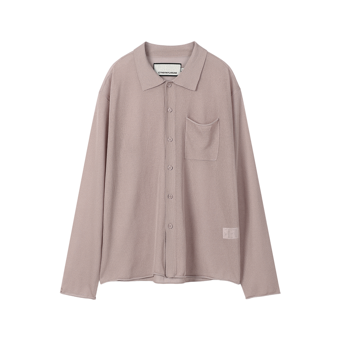 더바이닐하우스 시어 카라 가디건 핑크(Thevinylhouse Sheer Collar Cardigan Pink)