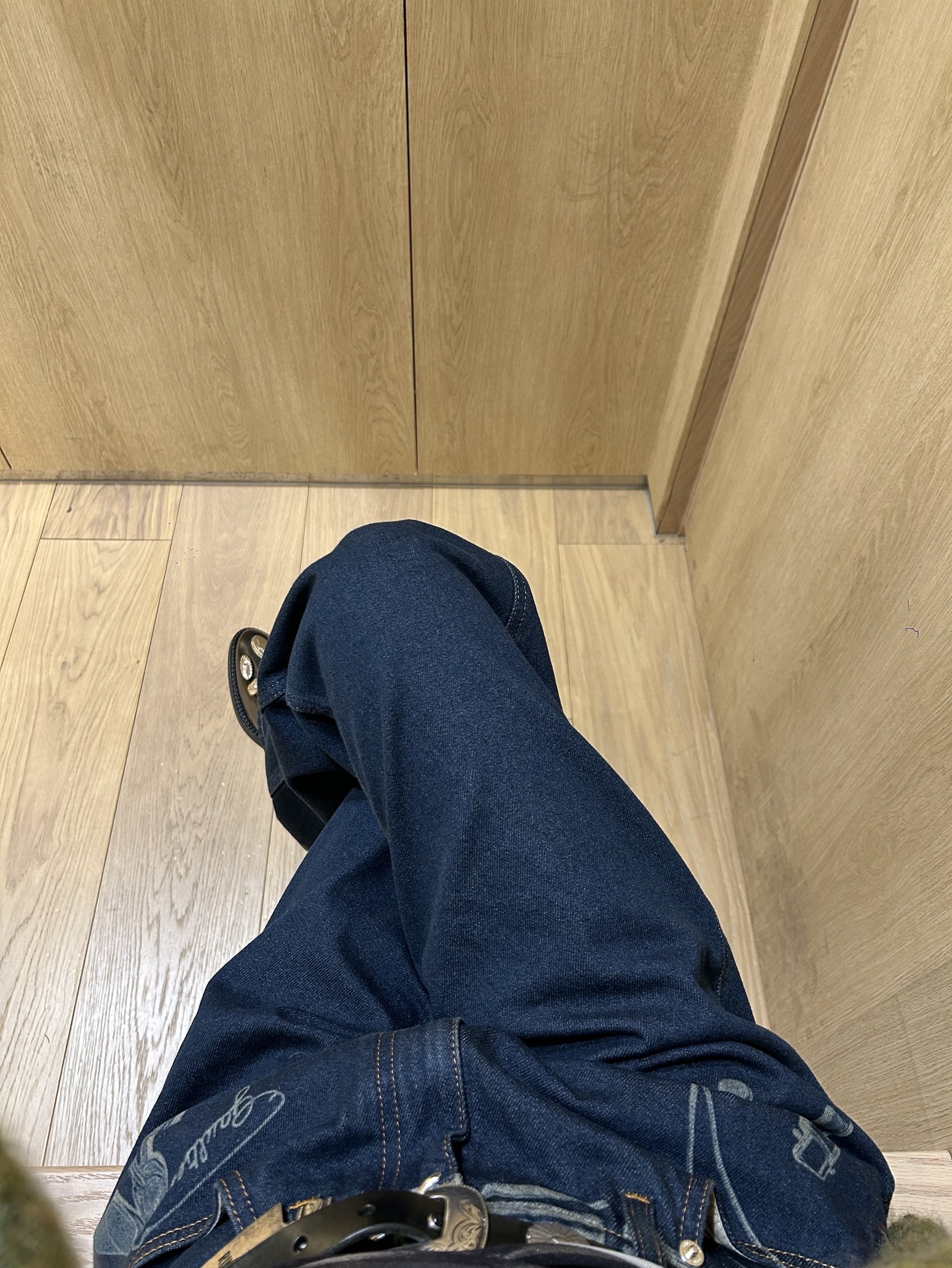 Jean Paul Gaultier Women Jeans With Trompe L'Oeil Print Vintageblue - 26SS 착용 스타일 - 2