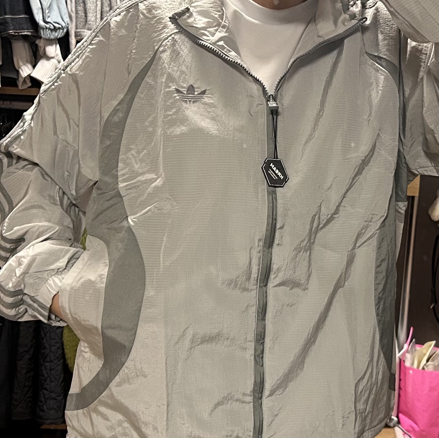 Adidas Adicolor 2000s Woven Track Top Grey Two Grey Three - US Sizing 착용 스타일