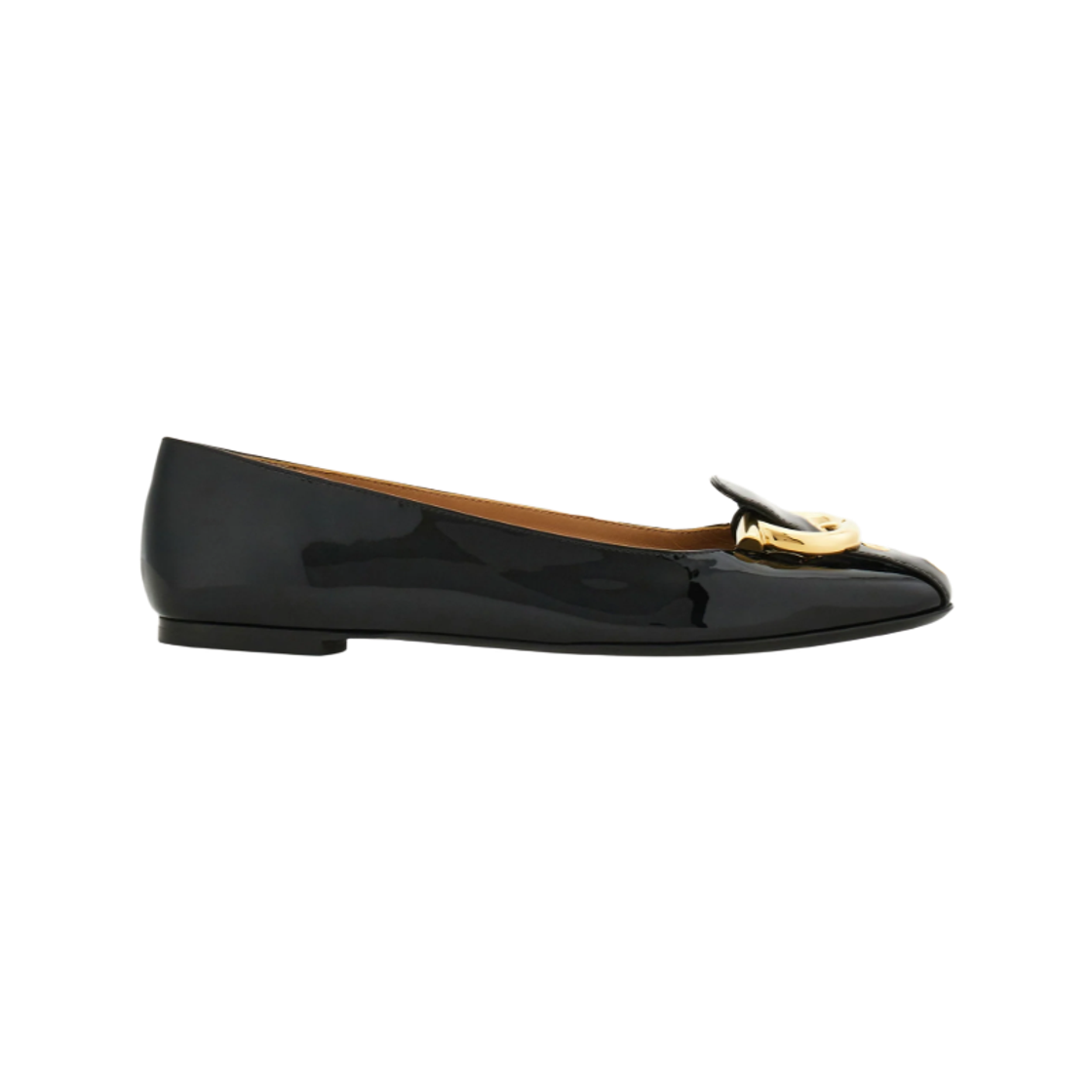 (W) 페라가모 간치니 발레 플랫 블랙 - C((W) Ferragamo Gancini Ballet Flats Black - C)