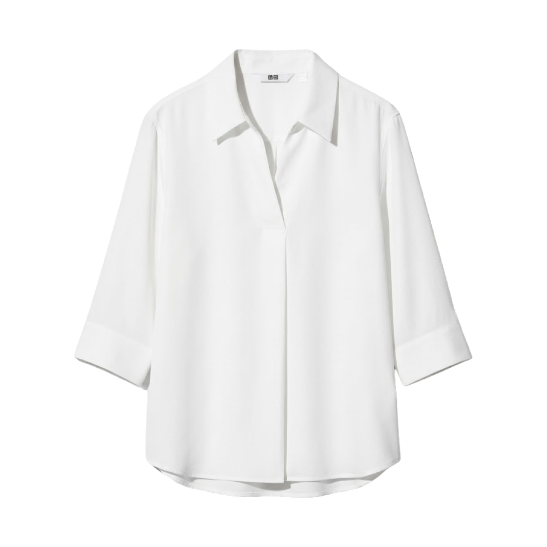479073-00 (W) Uniqlo Rayon Skipper Collar Blouse White - JP