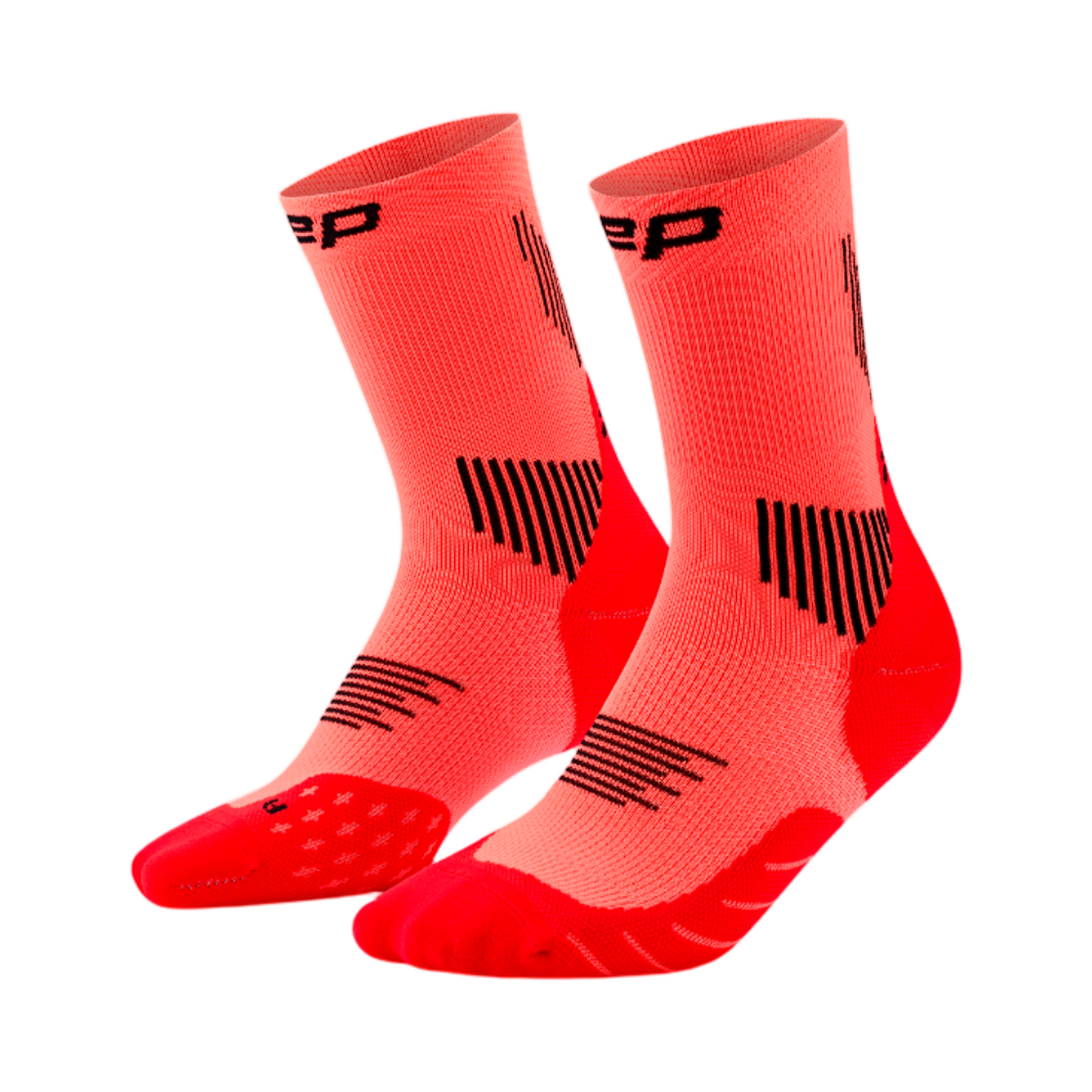 CEP 코어 런 삭스 미드 컷 네온 코랄(CEP Core Run Socks Mid Cut Neon Coral) - 1