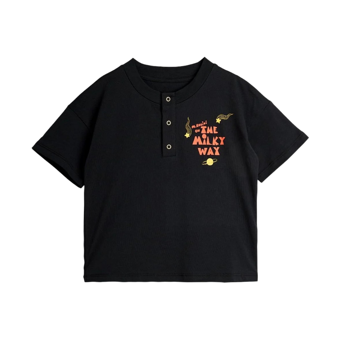 (키즈) 미니 로디니 밀키 웨이 그랜드파 티셔츠 블랙((Kids) Mini Rodini the Milky Way Grandpa T-Shirt Black) - 1