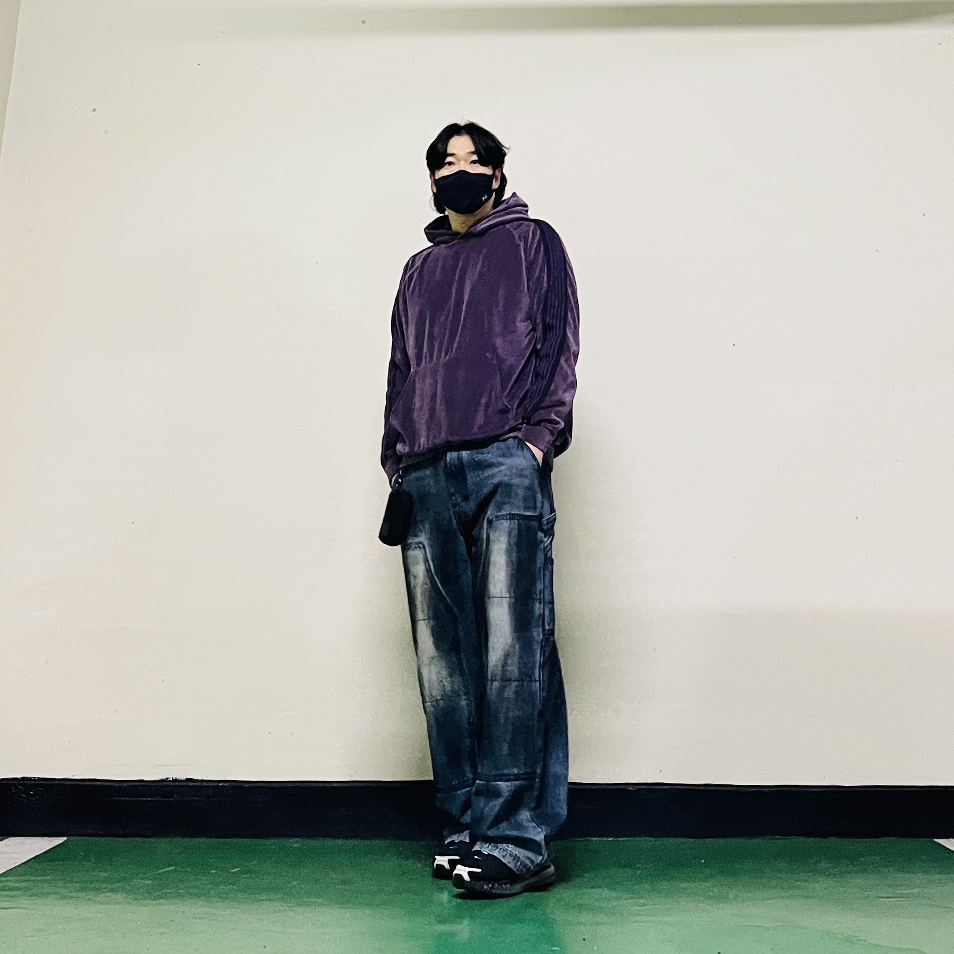 Needles Track Hoodie Velour Purple, Essentials Coach Jacket Dark Slate/Stretch Limo/Black - 20FW 착용 스타일 - 5